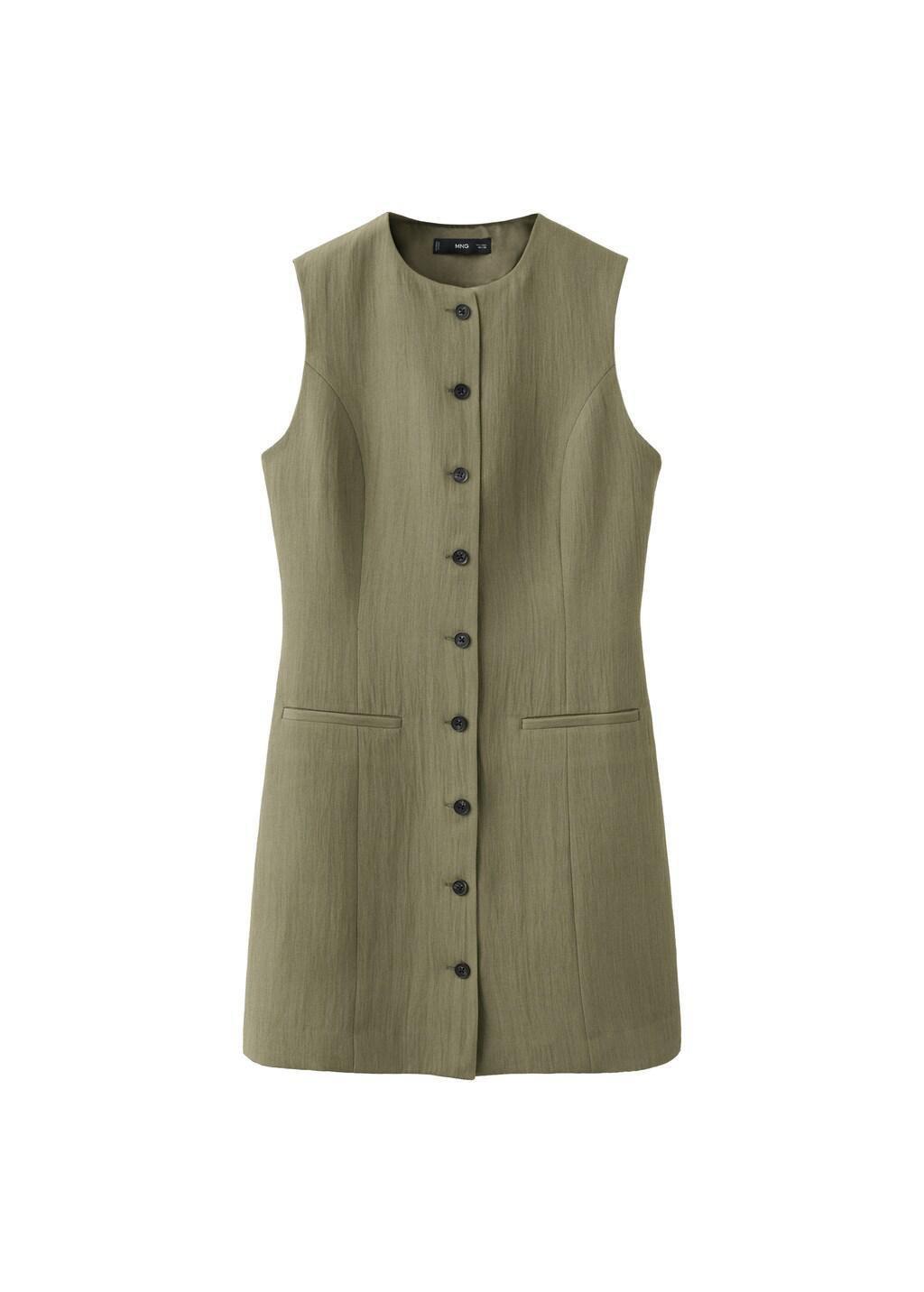 Green Short Buttoned Dress, Green, large image number 6