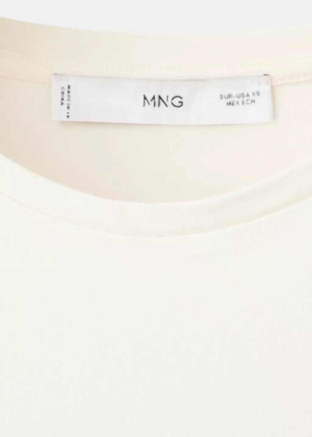 Beige Embroidered Cutwork Cotton T-Shirt, 0201_05, large image number 4