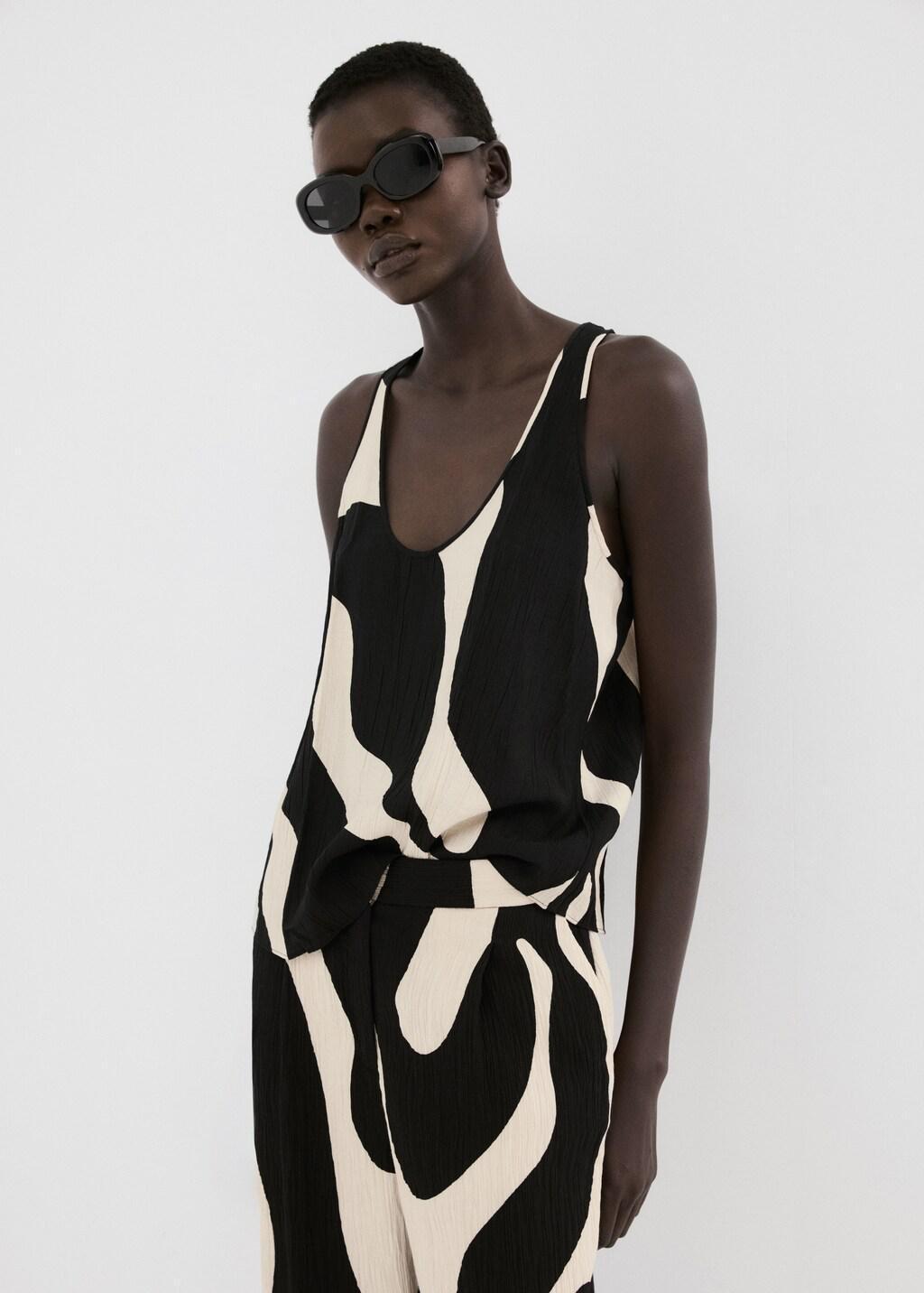 Black Printed Straight Trousers, 0201_99, large image number 4