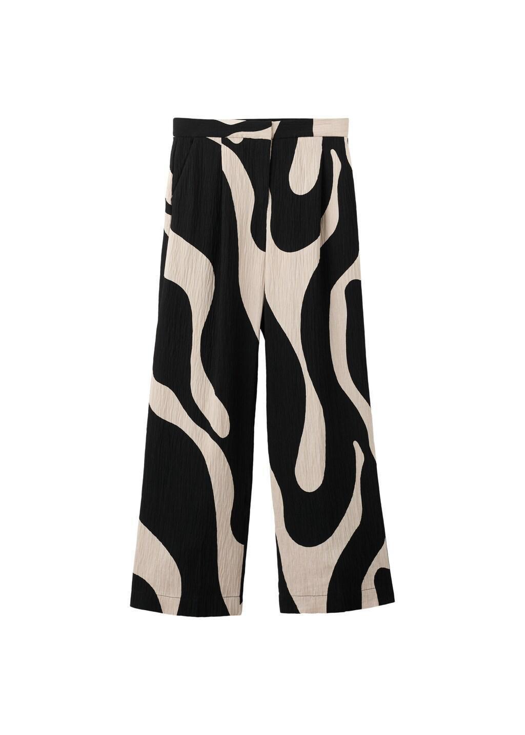 Black Printed Straight Trousers, 0201_99, large image number 6