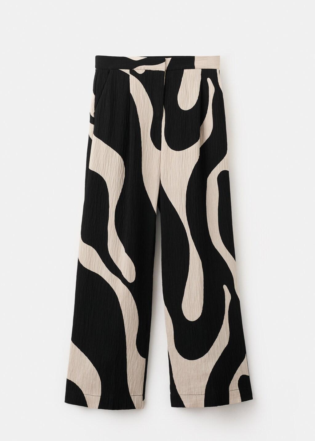 Black Printed Straight Trousers, 0201_99, large image number 7