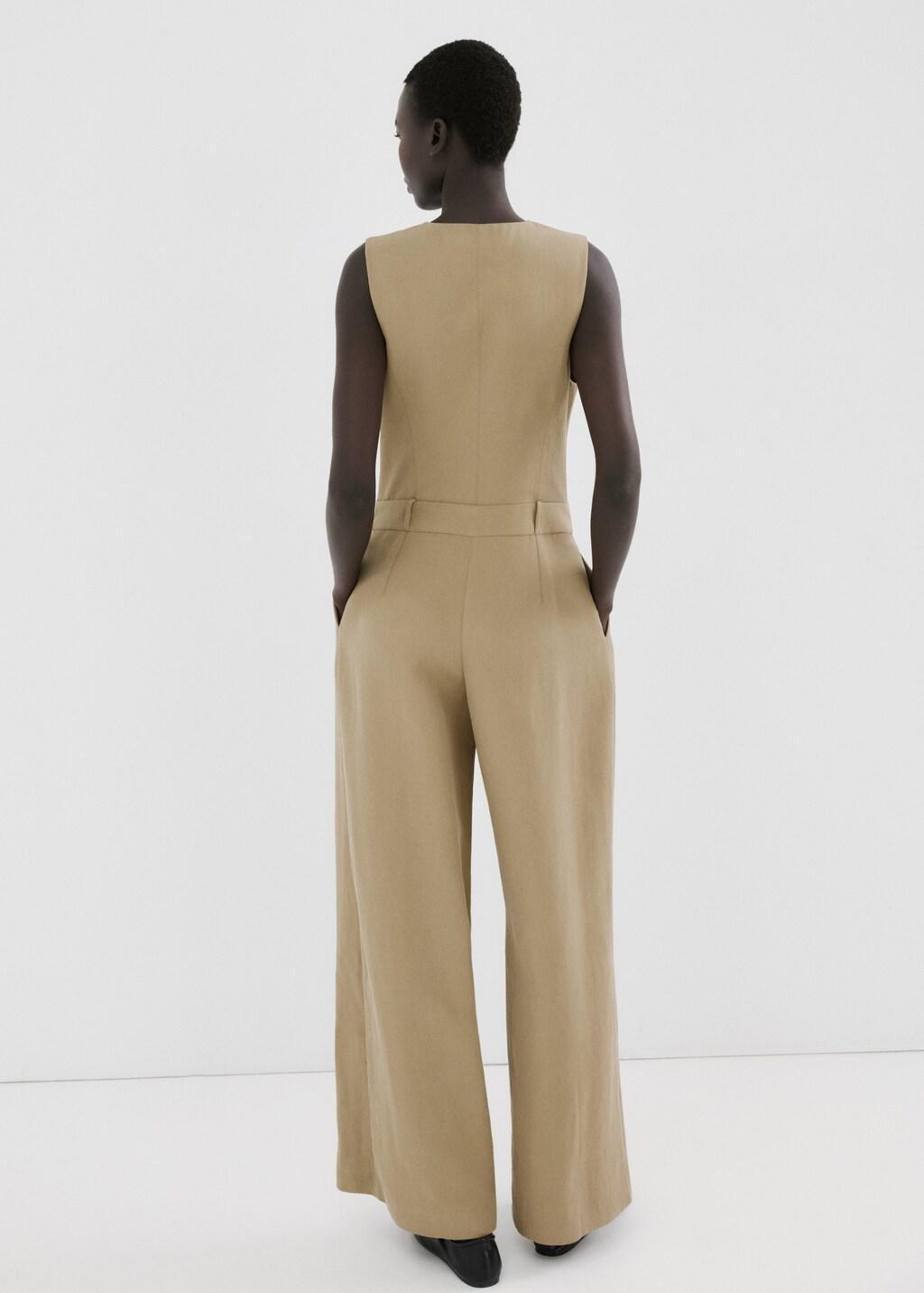 Khaki Lyocell Combined Jumpsuit, Beige - Khaki, large image number 2