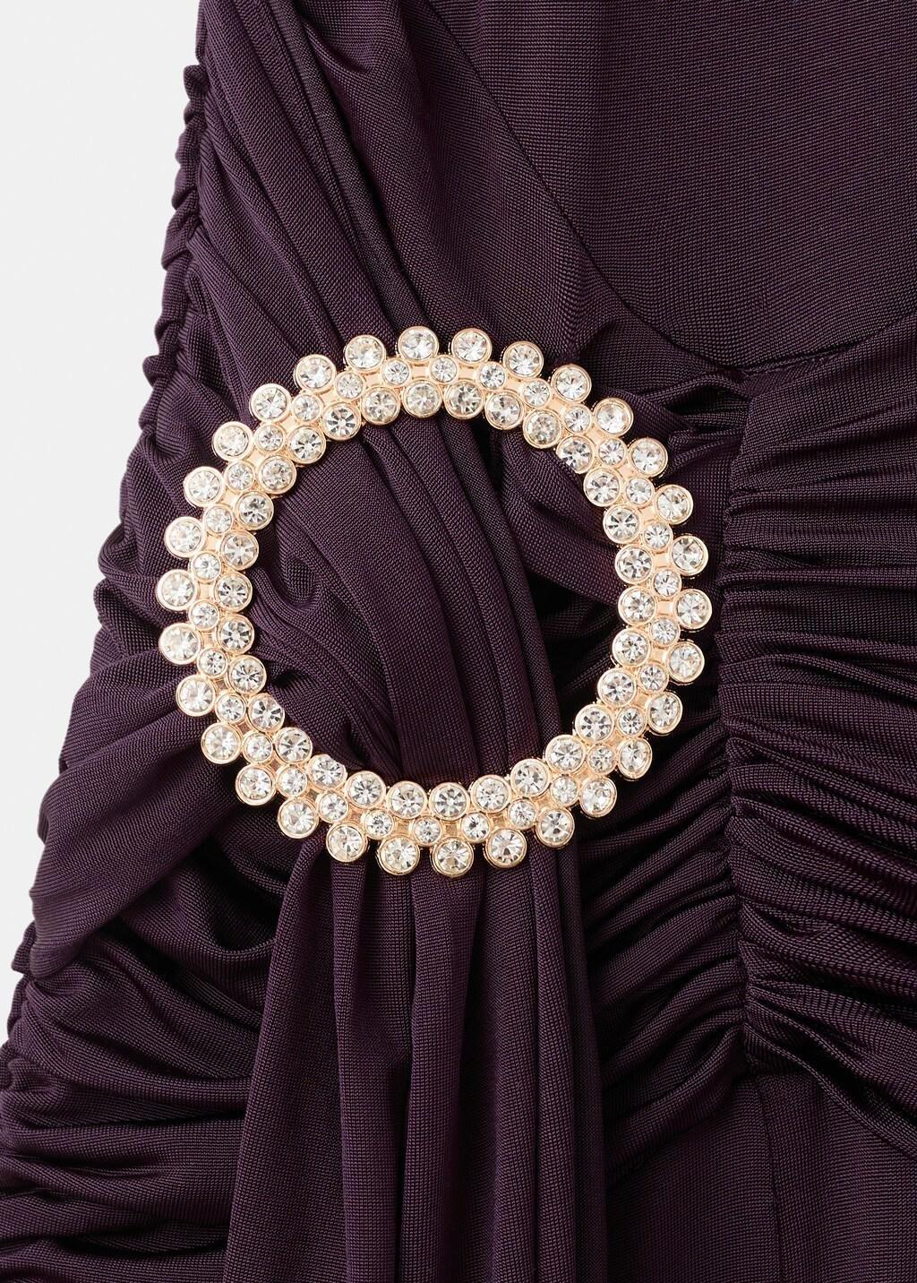 Purple Draped Waist Dress With Metallic Detail, Medium Purple, large image number 1