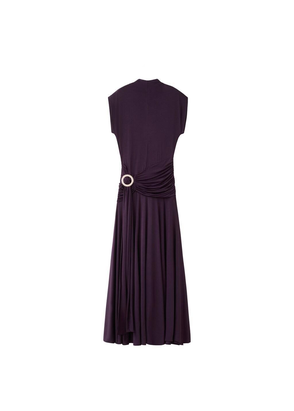 Purple Draped Waist Dress With Metallic Detail, Medium Purple, large image number 7