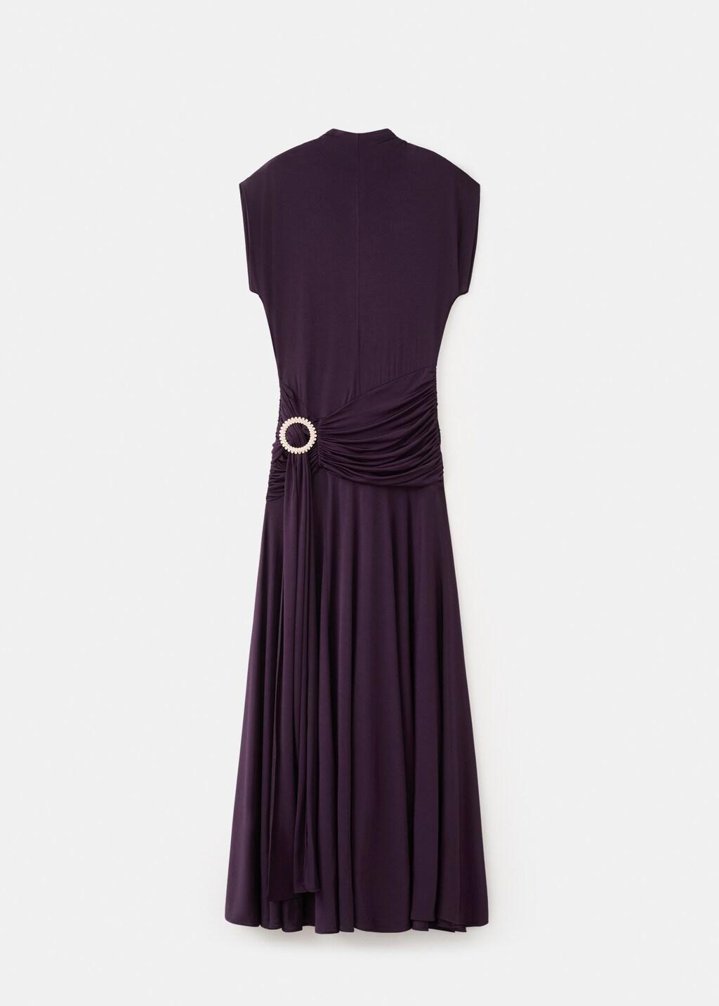 Purple Draped Waist Dress With Metallic Detail, Medium Purple, large image number 8