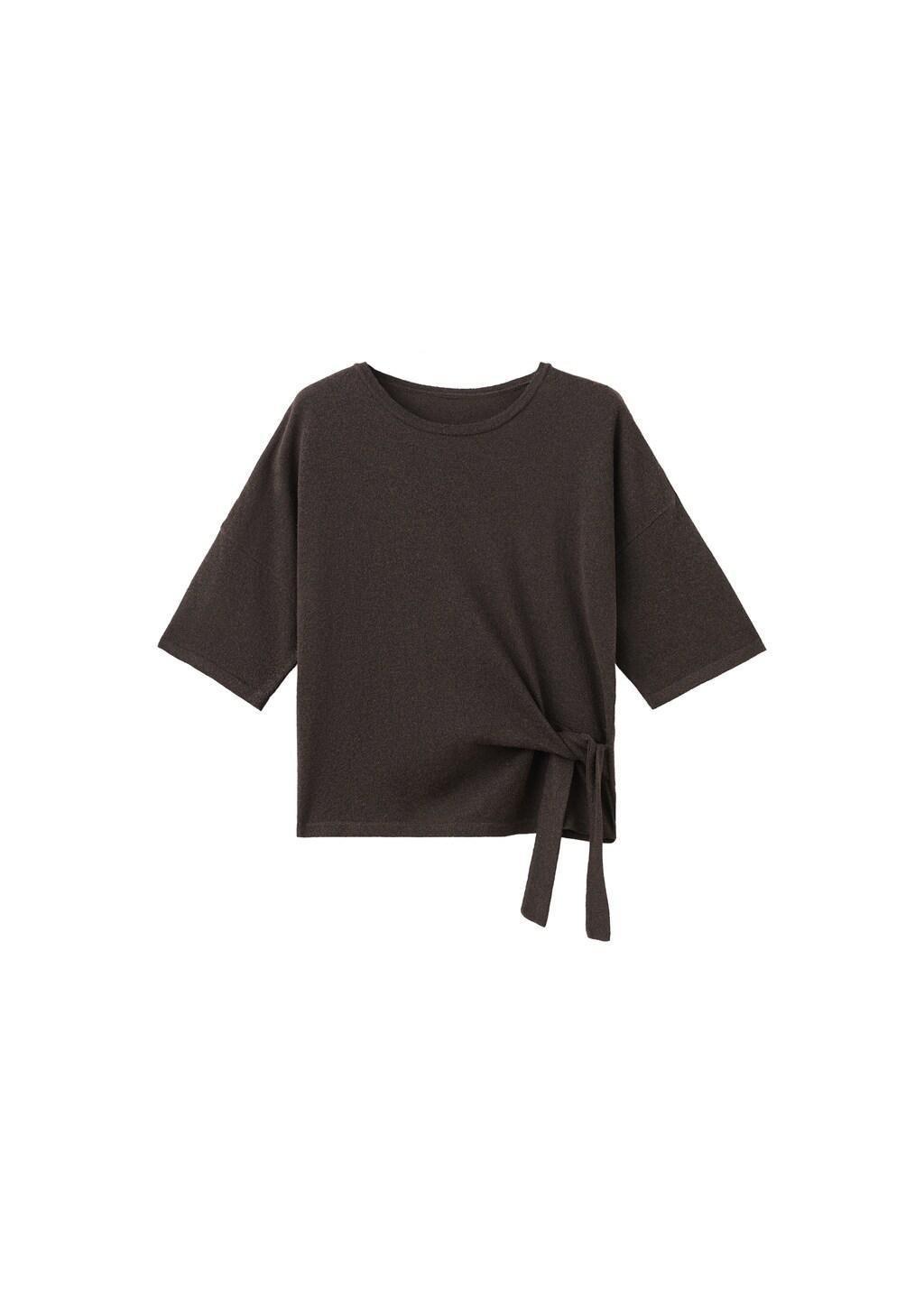 Brown Bow Knit Sweater, Dark Brown, large image number 5