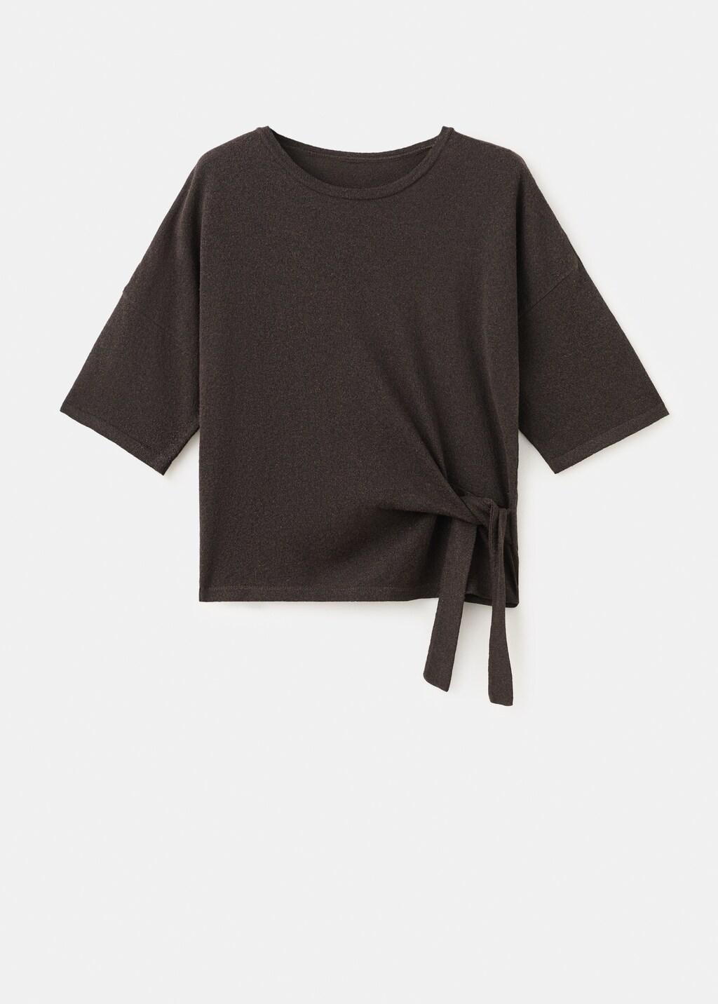 Brown Bow Knit Sweater, Dark Brown, large image number 6