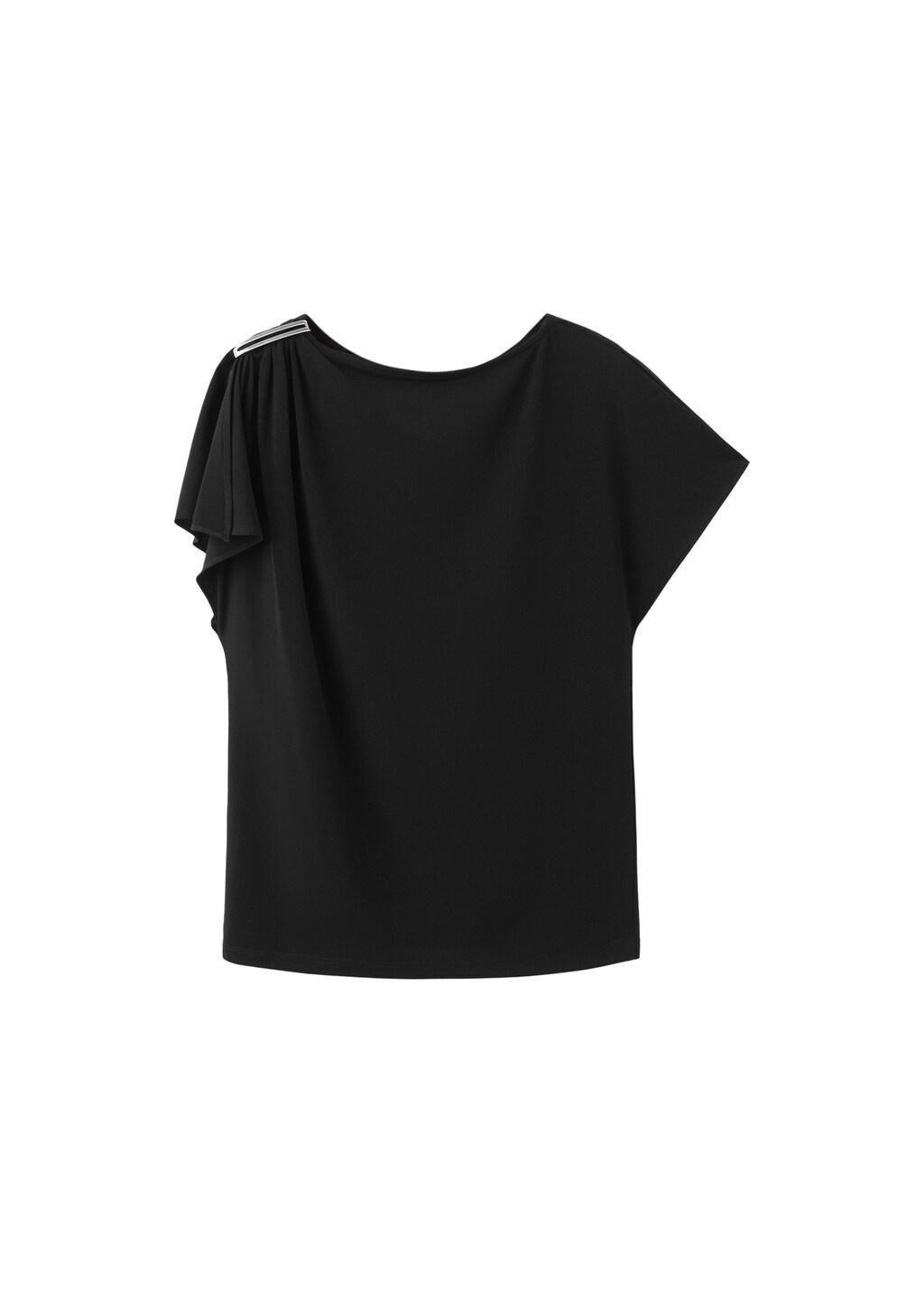 Black Metal Detail T-Shirt, Black, large image number 6