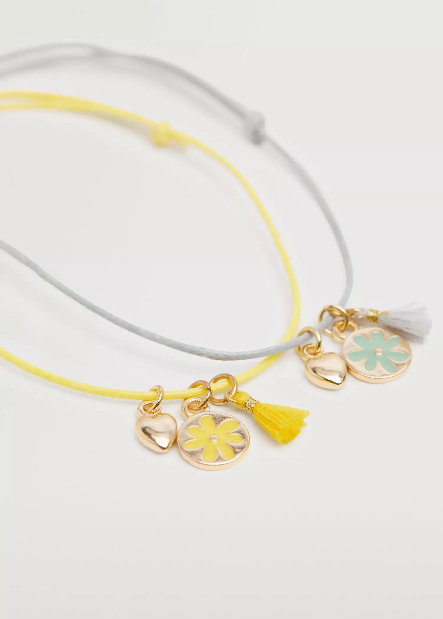 Yellow 2 Pack Hearts Bracelet, Kids Girl, , large image number 1