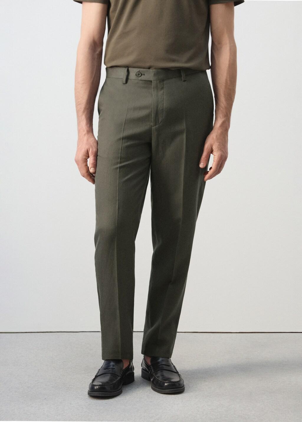 Khaki Amalfi Slim Fit Suit Trousers, 0201_37, large image number 3