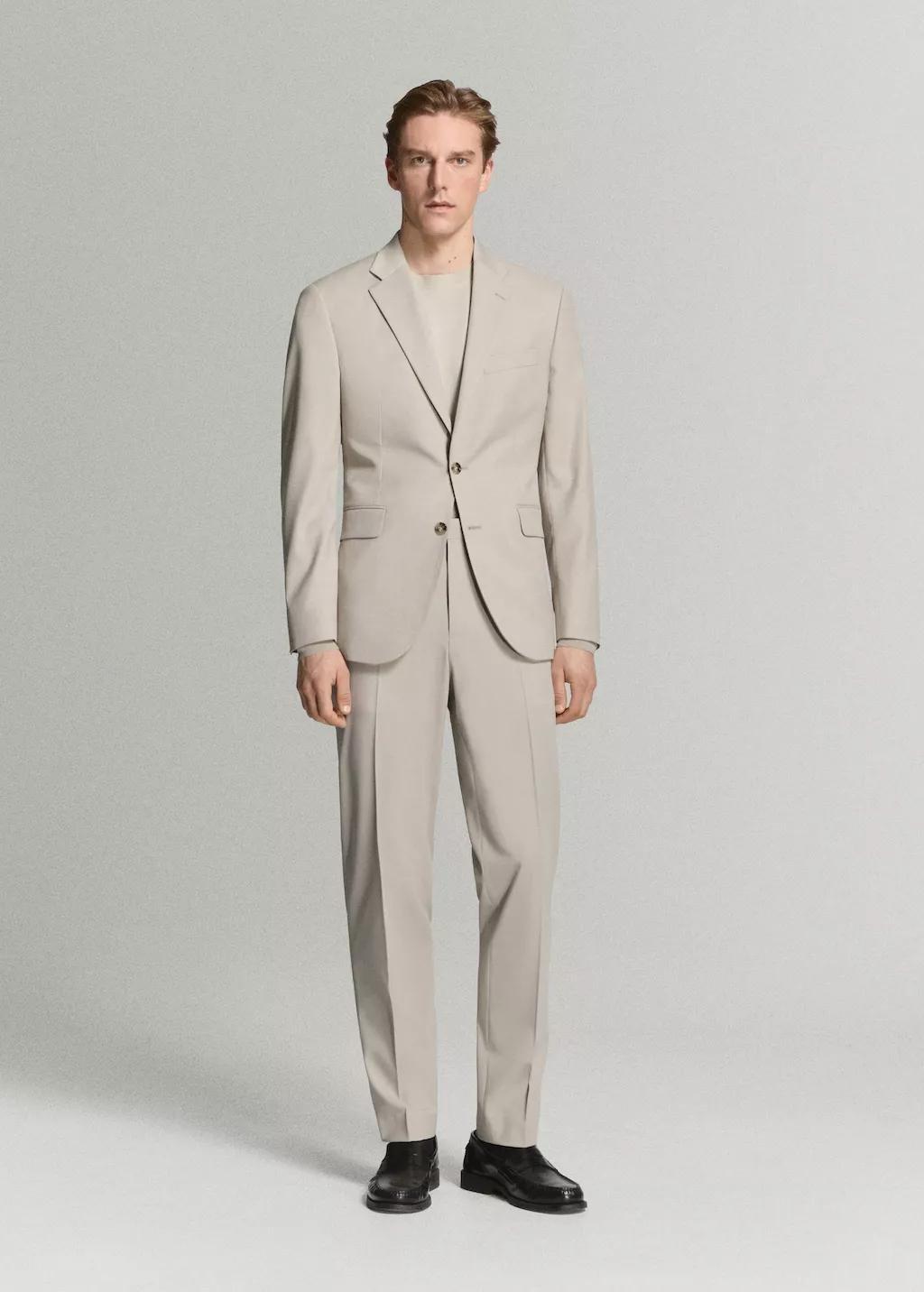 Beige Milan Slim-Fit Suit Trousers, Light Beige, large image number 0