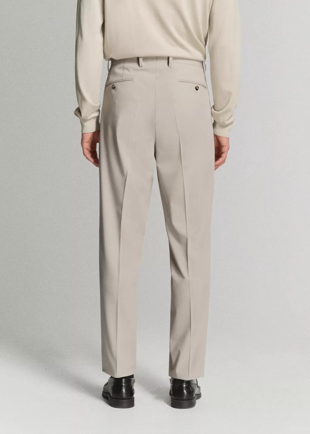 Beige Milan Slim-Fit Suit Trousers, Light Beige, large image number 2