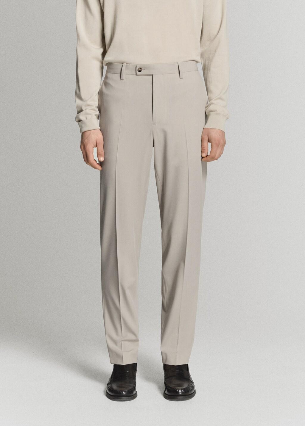 Beige Milan Slim-Fit Suit Trousers, Light Beige, large image number 3