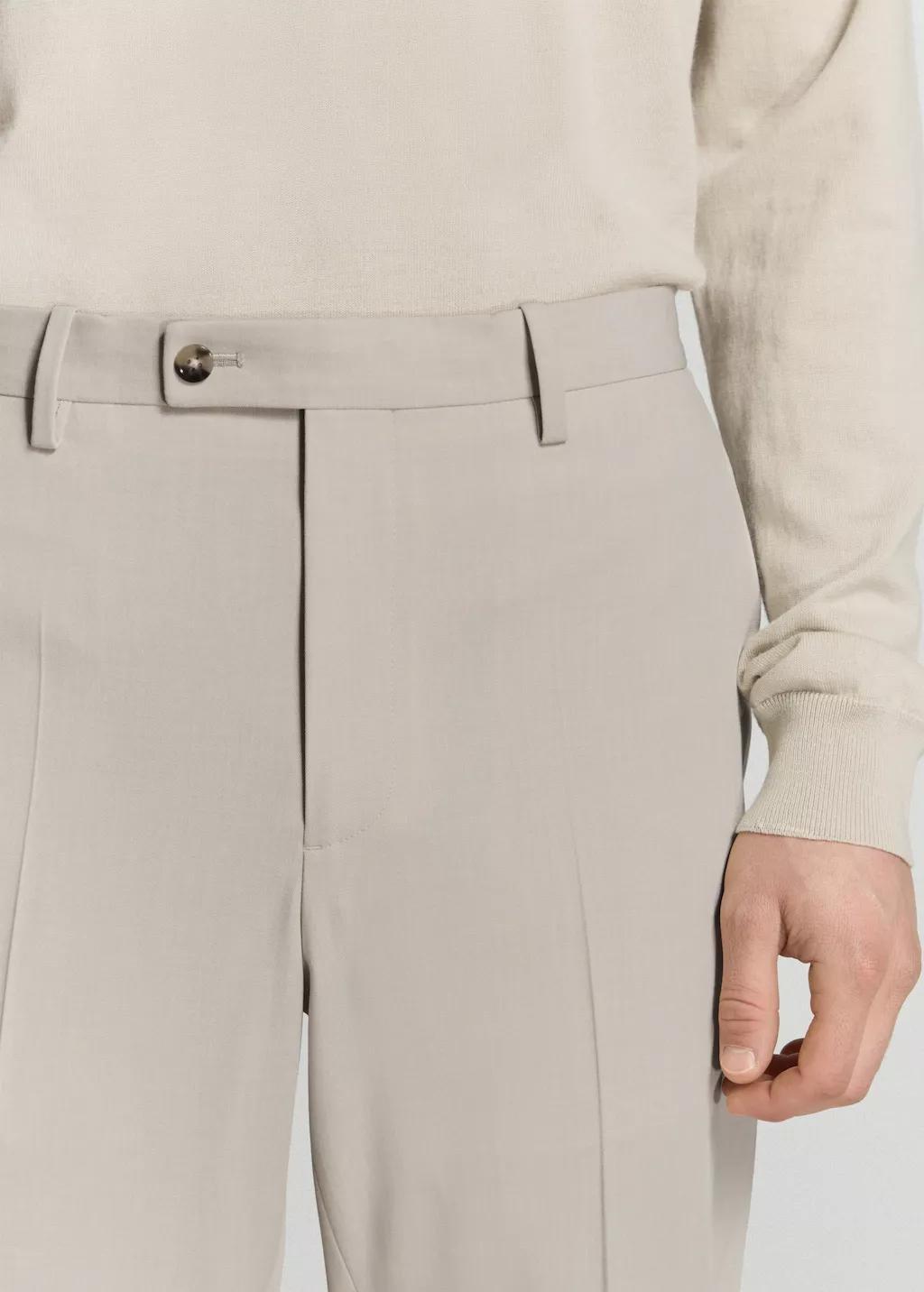 Beige Milan Slim-Fit Suit Trousers, Light Beige, large image number 4