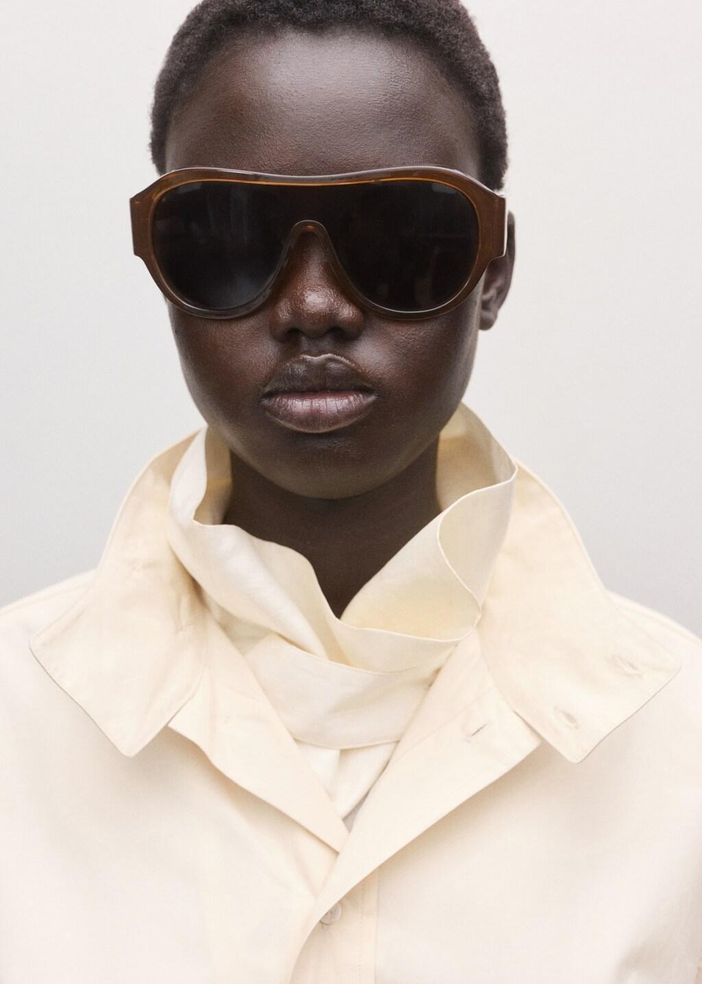 Brown Aviator Sunglasses With Plastic Frame, Brown, large image number 0