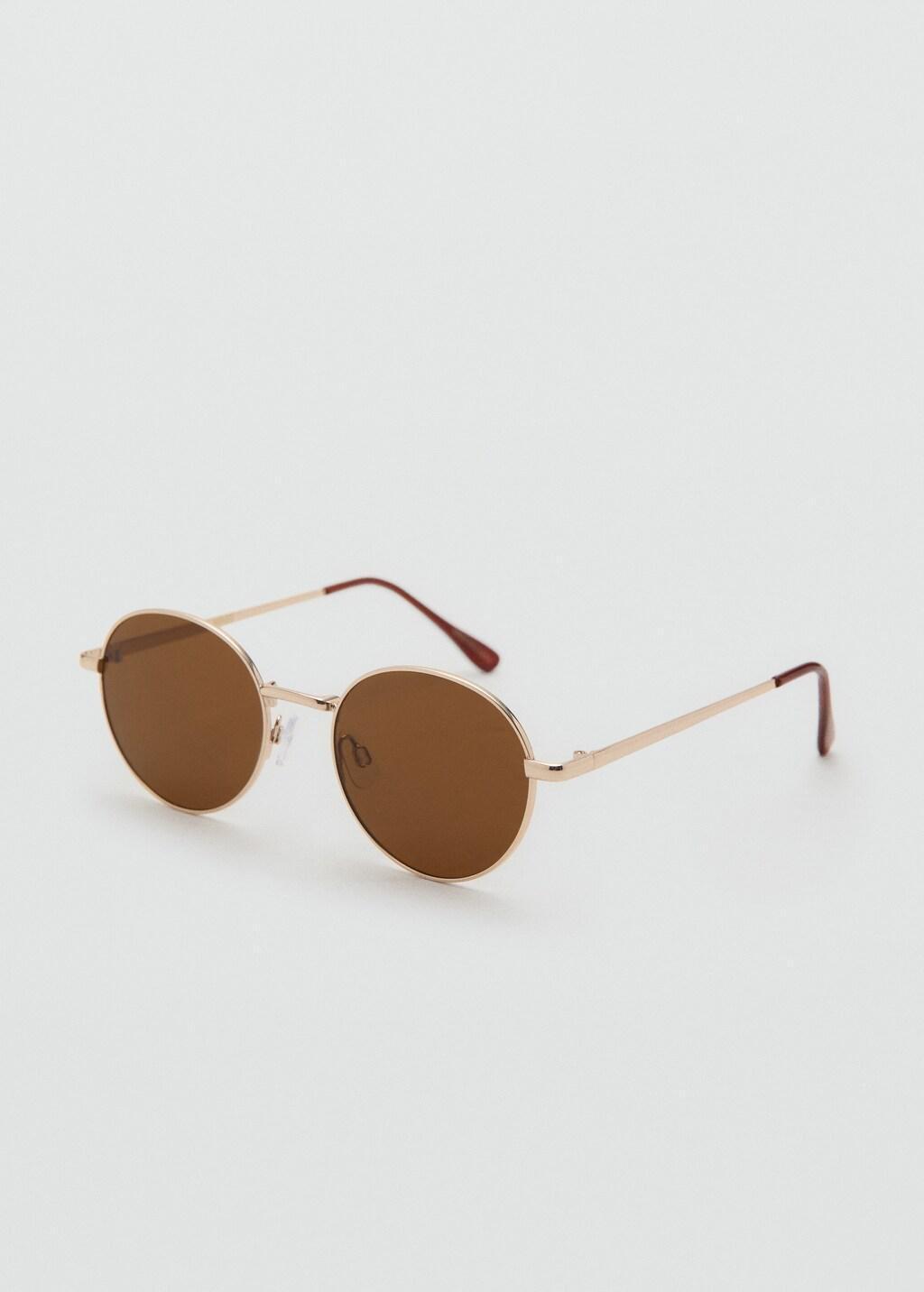Gold Round Metal-Frame Sunglasses, Gold, medium