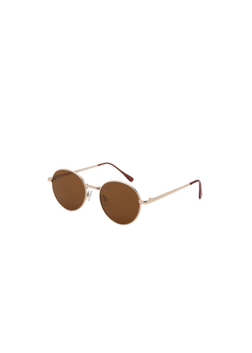 Gold Round Metal-Frame Sunglasses, Gold, medium