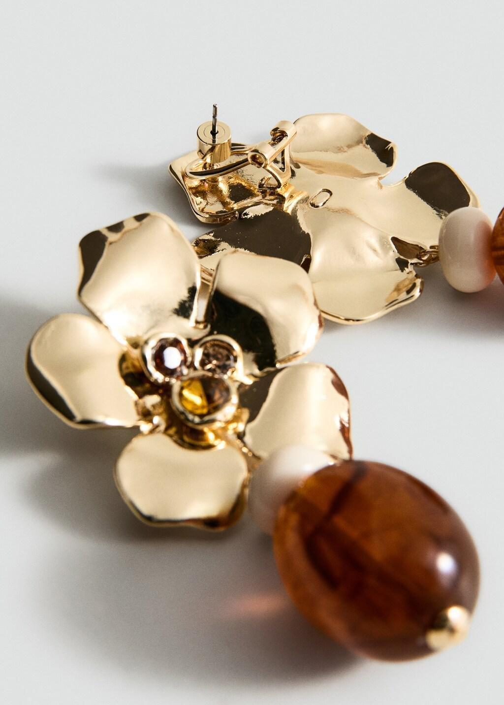 Gold Dangling Floral Earrings, Gold, large image number 0