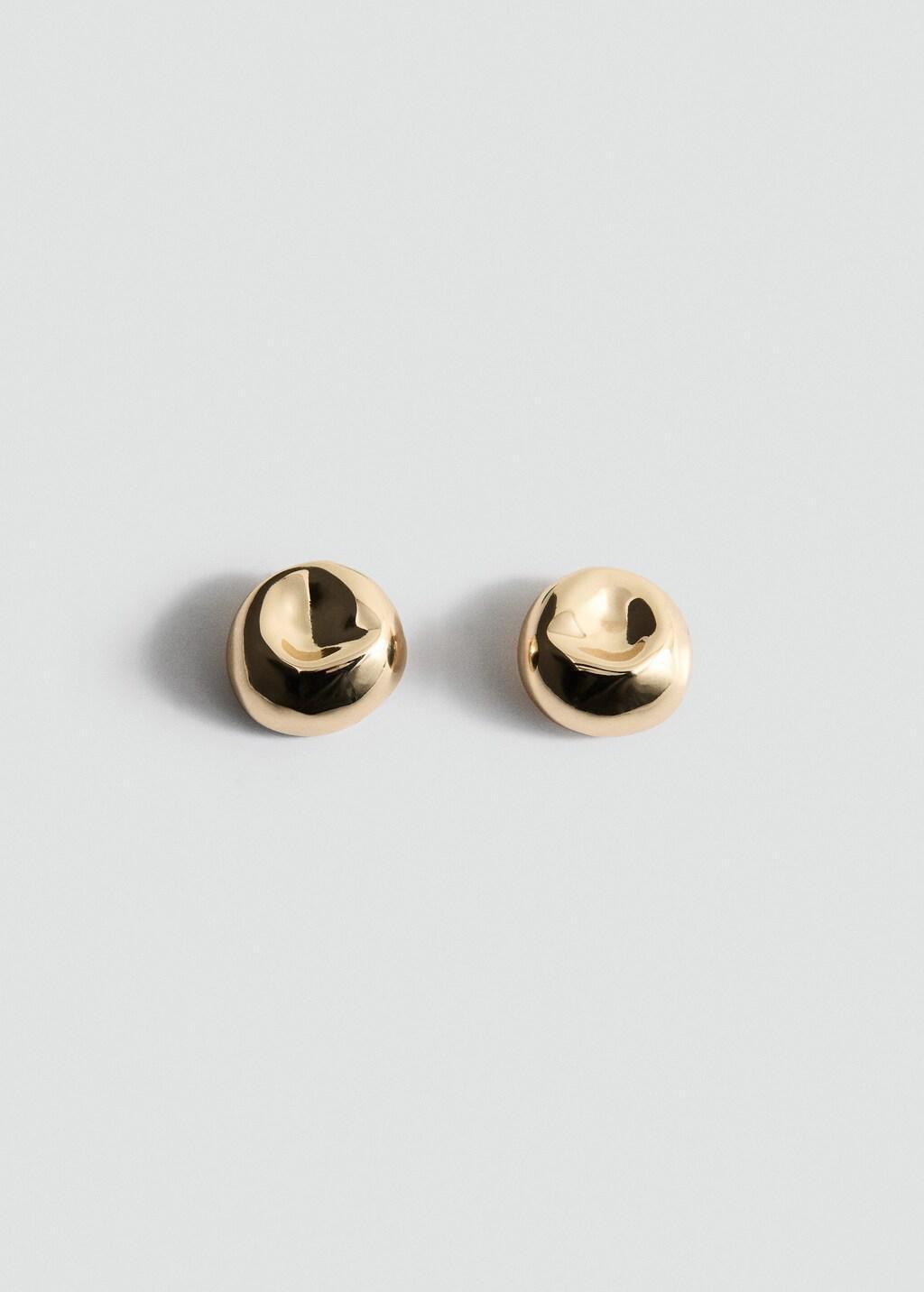 Gold Earrings With Round Relief, Gold, large image number 3