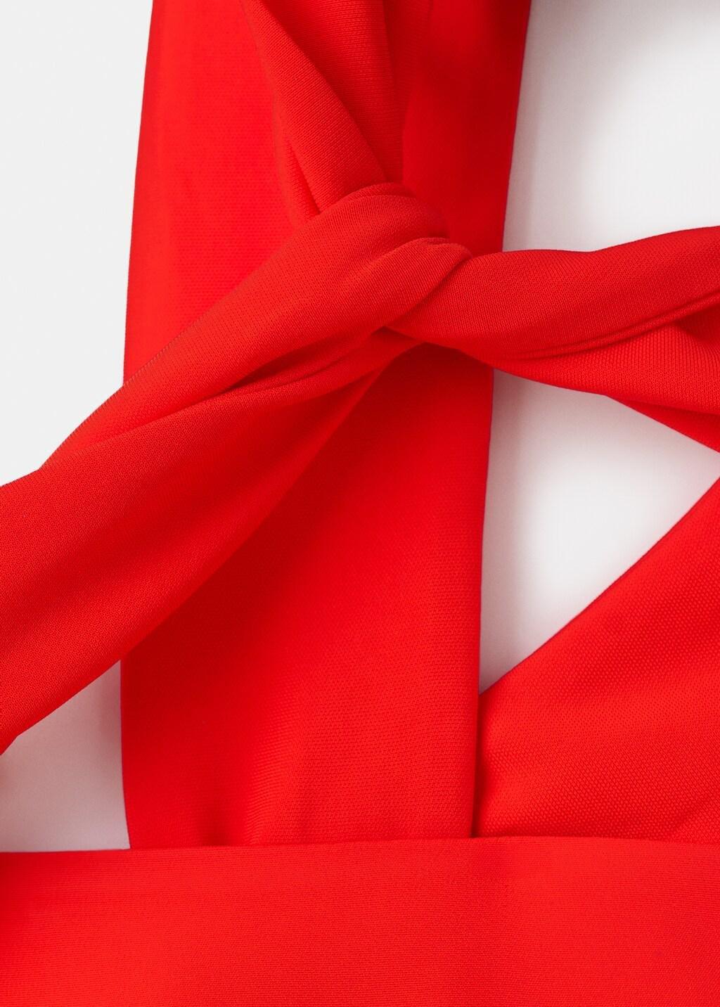 Red Long Dress With An Asymmetric Neckline, Red, large image number 1