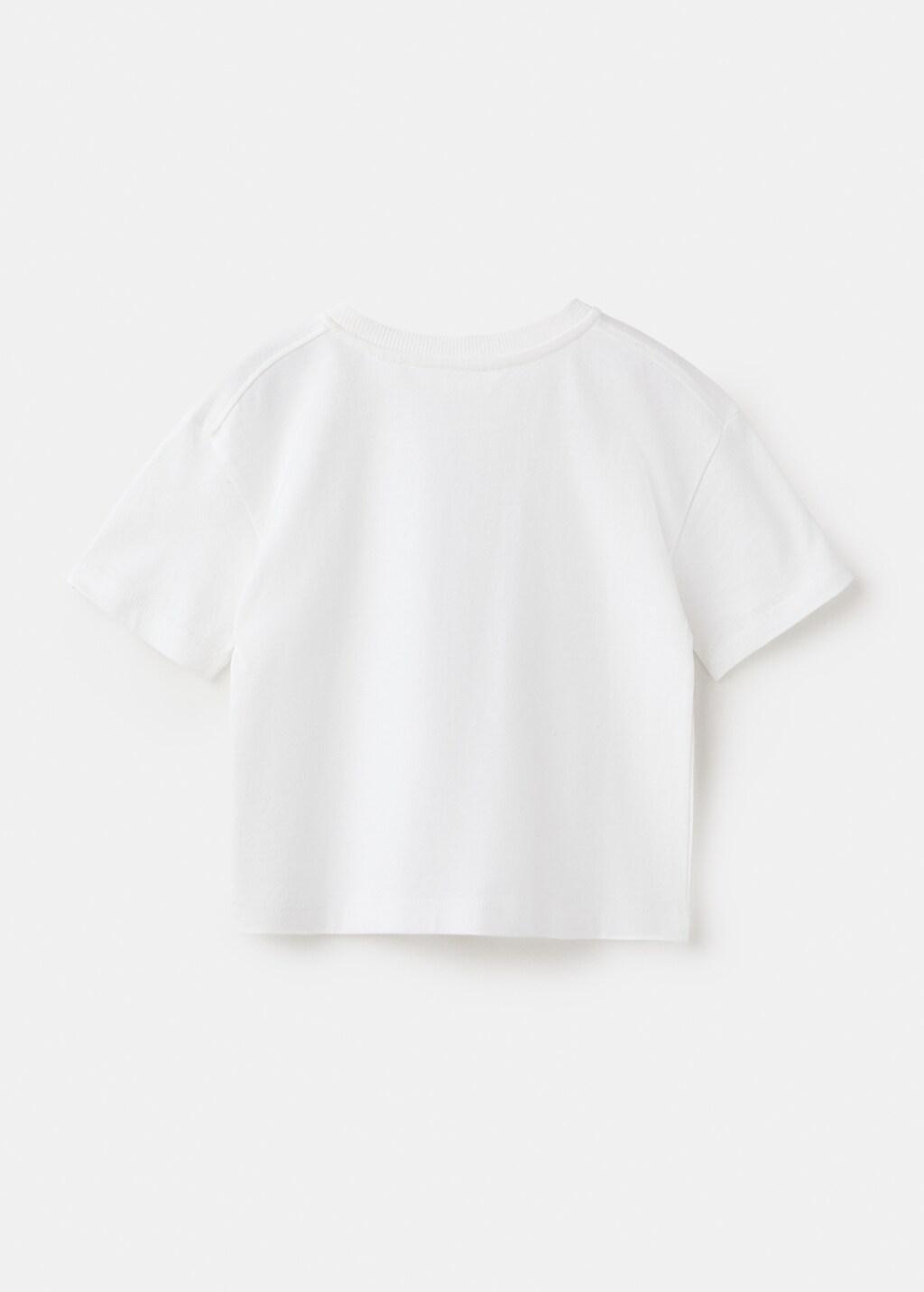 White Printed Cotton-Blend T-Shirt, Baby Boy, White, large image number 1