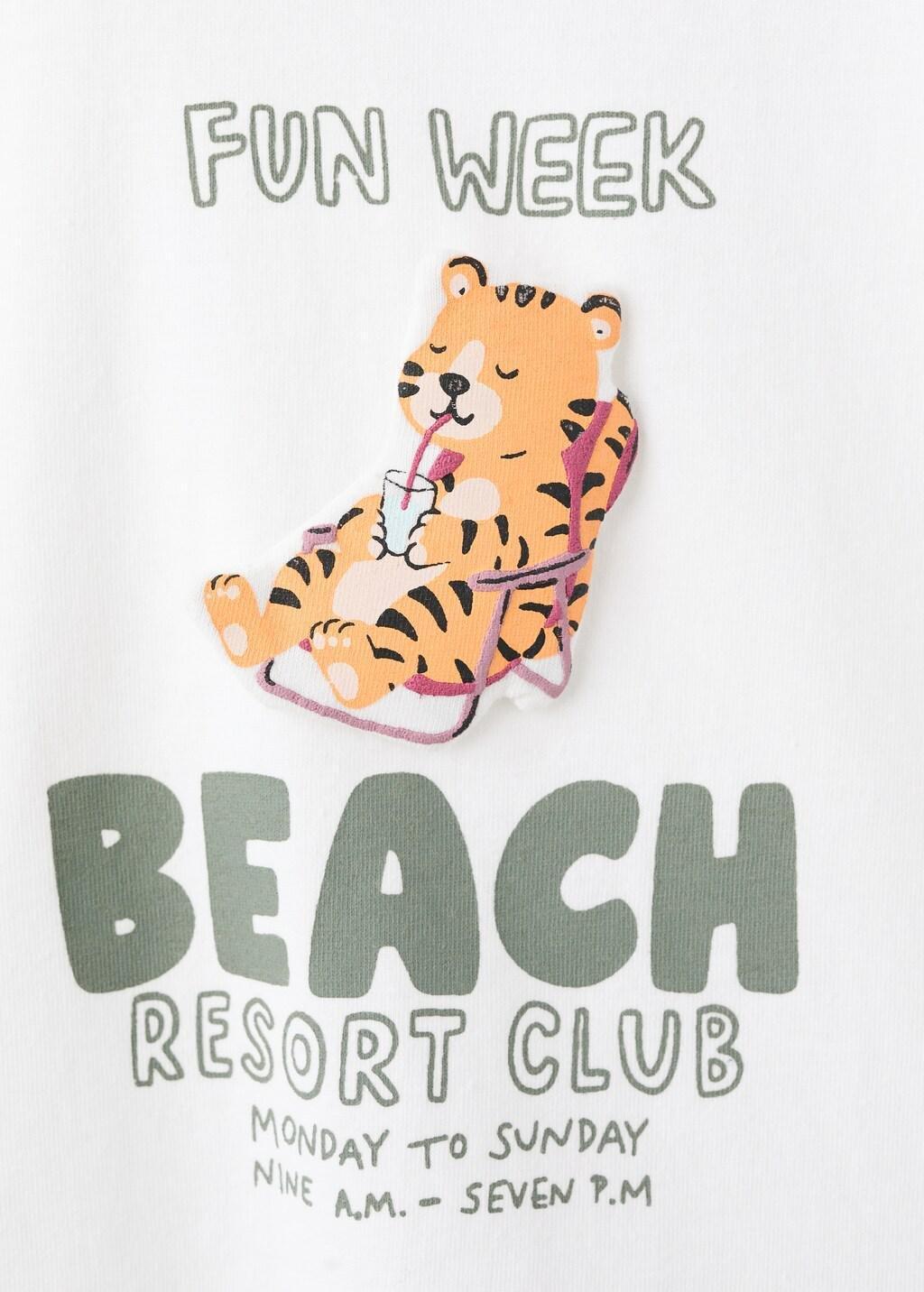 White Printed Cotton-Blend T-Shirt, Baby Boy, White, large image number 2