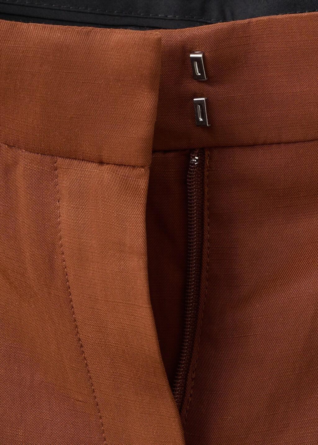 Brown Linen-Blend Pleated Trousers, Rust - Copper, large image number 1