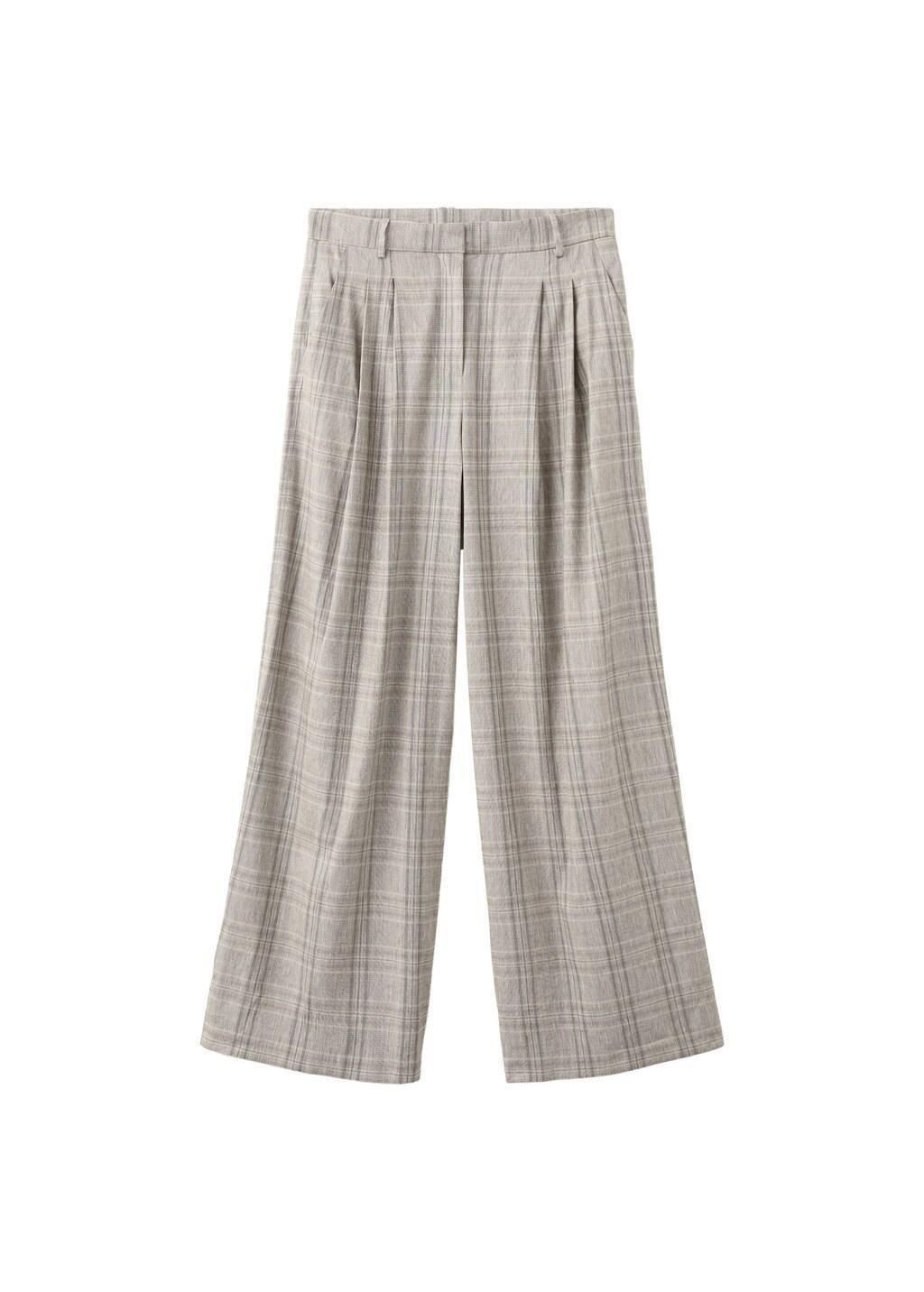 Grey Check Pleated Trousers, 0201_06, large image number 5