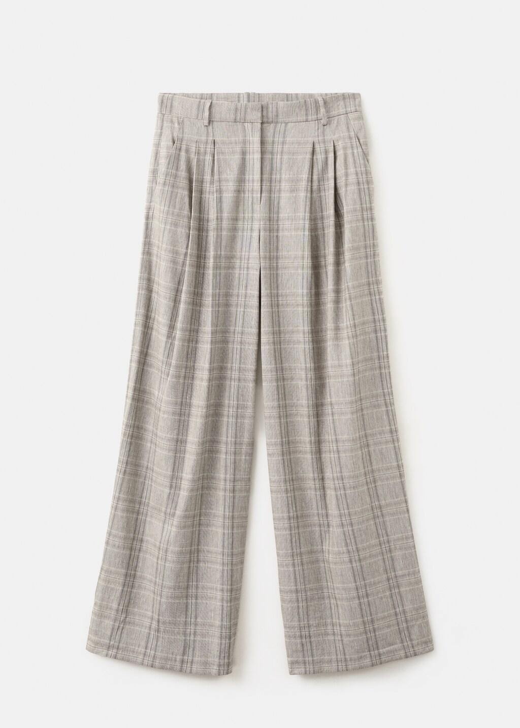 Grey Check Pleated Trousers, 0201_06, large image number 6