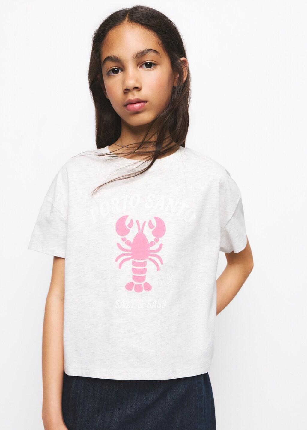 Grey Lt Pastel Printed Cotton-Blend T-Shirt, Kids Girl, Light Pastel Grey, large image number 3