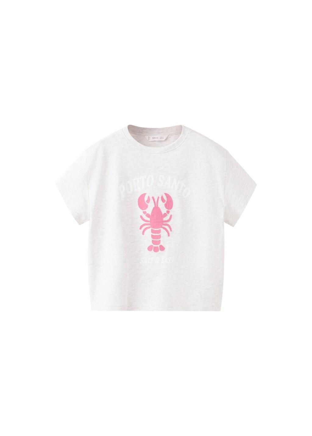 Grey Lt Pastel Printed Cotton-Blend T-Shirt, Kids Girl, Light Pastel Grey, large image number 6