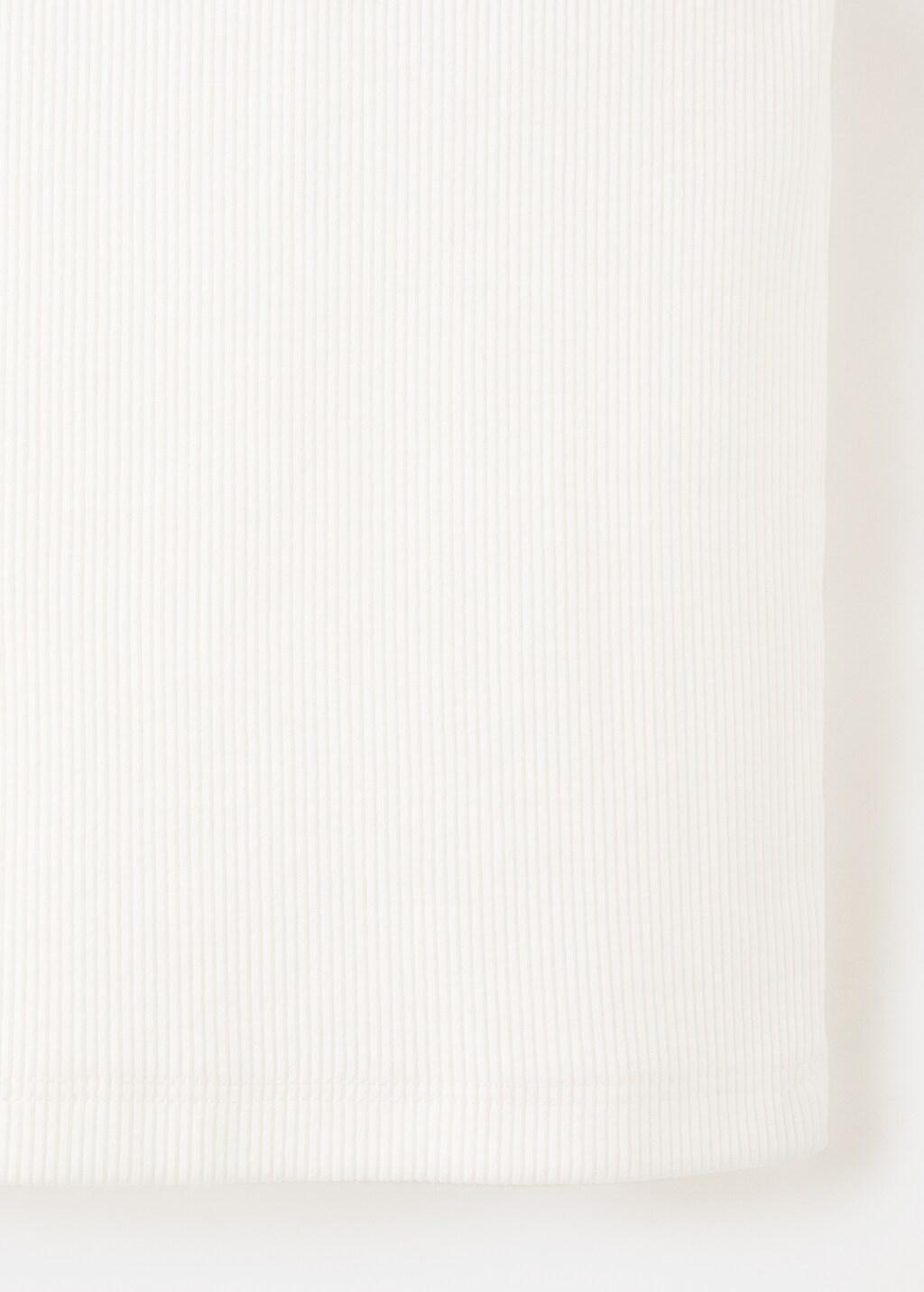 White Ribbed Cotton-Blend Top, Kids Girl, Natural White, medium