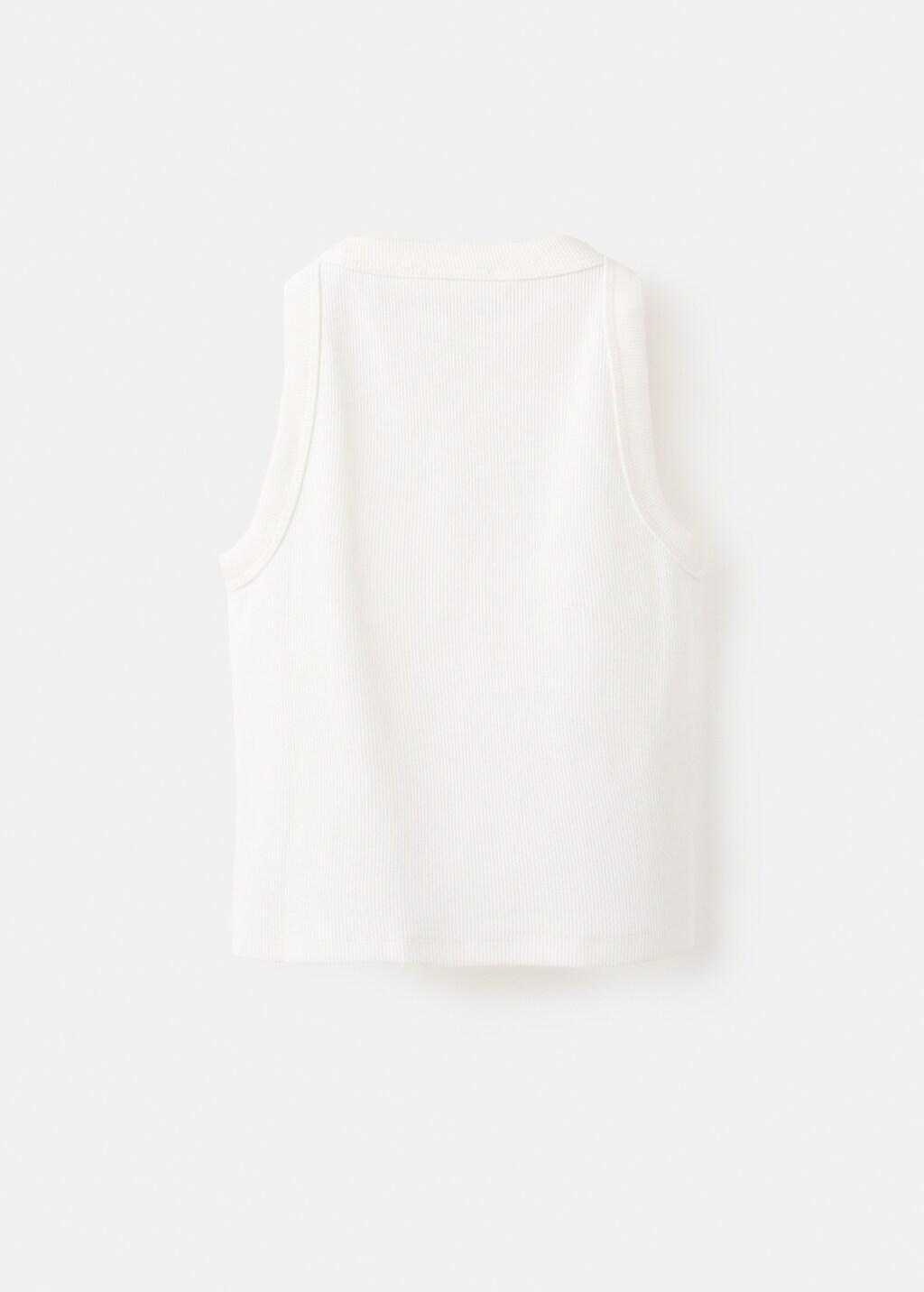 White Ribbed Cotton-Blend Top, Kids Girl, Natural White, medium