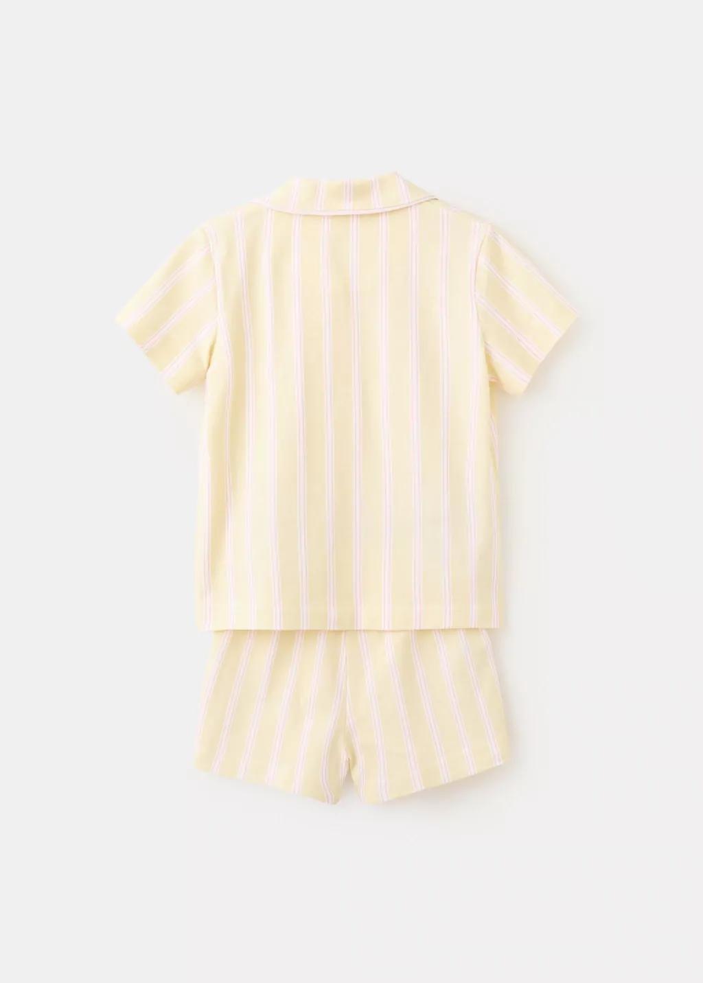 Yellow Striped Short Pyjamas, Kids Girls, Yellow, medium