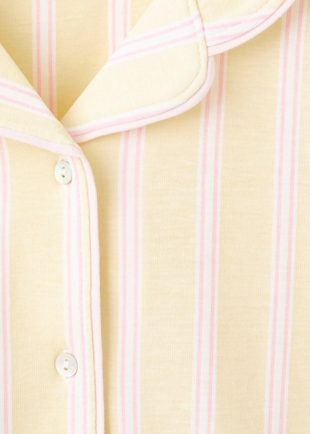 Yellow Striped Short Pyjamas, Kids Girls, Yellow, large image number 2