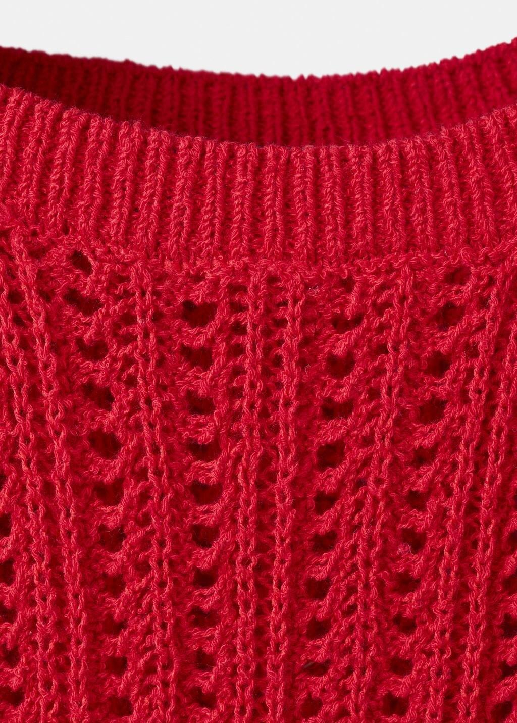 Openwork knit top, Red, medium