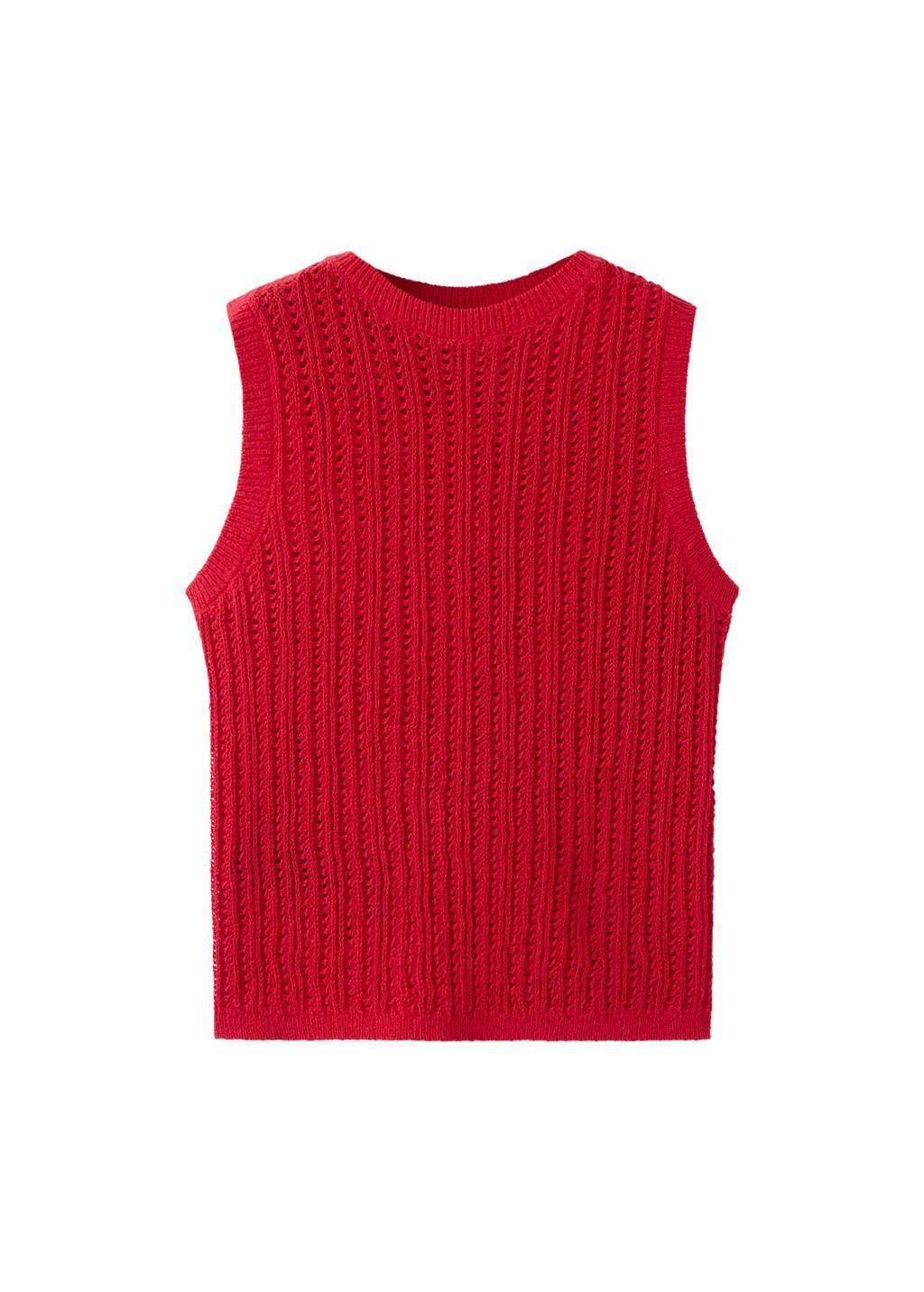 Openwork knit top, Red, large image number 7