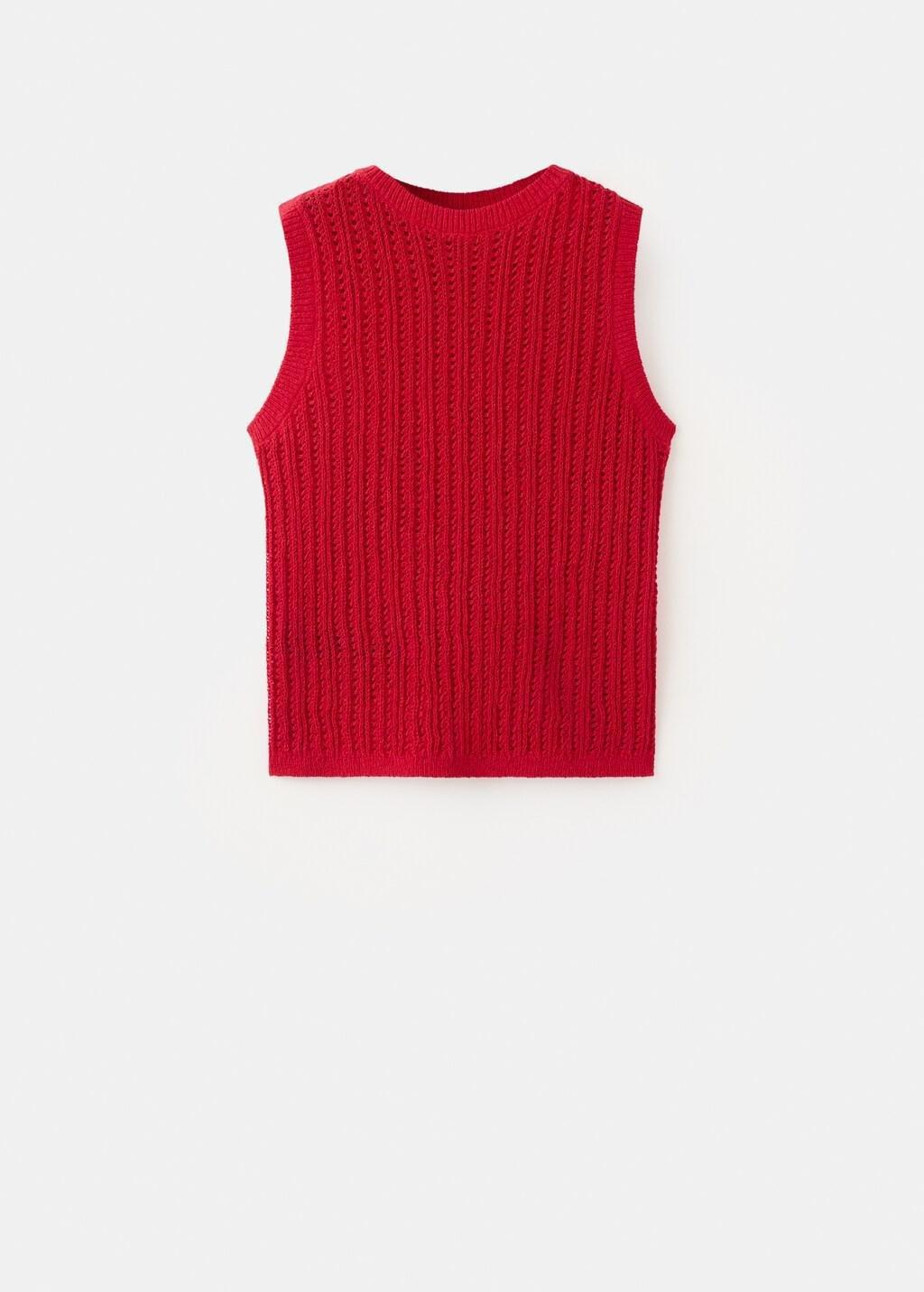Openwork knit top, Red, large image number 8