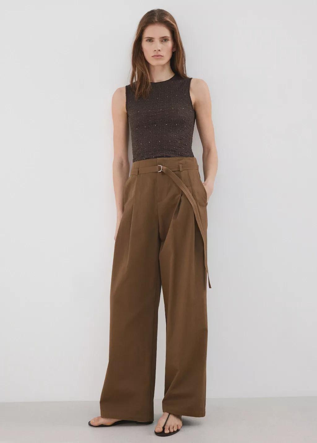 Brown Fitted Studded Top, Dark Brown, large image number 0