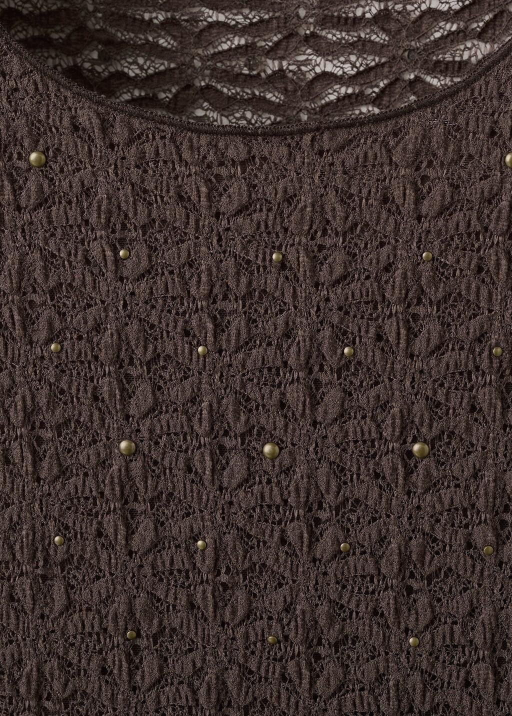 Brown Fitted Studded Top, Dark Brown, large image number 1