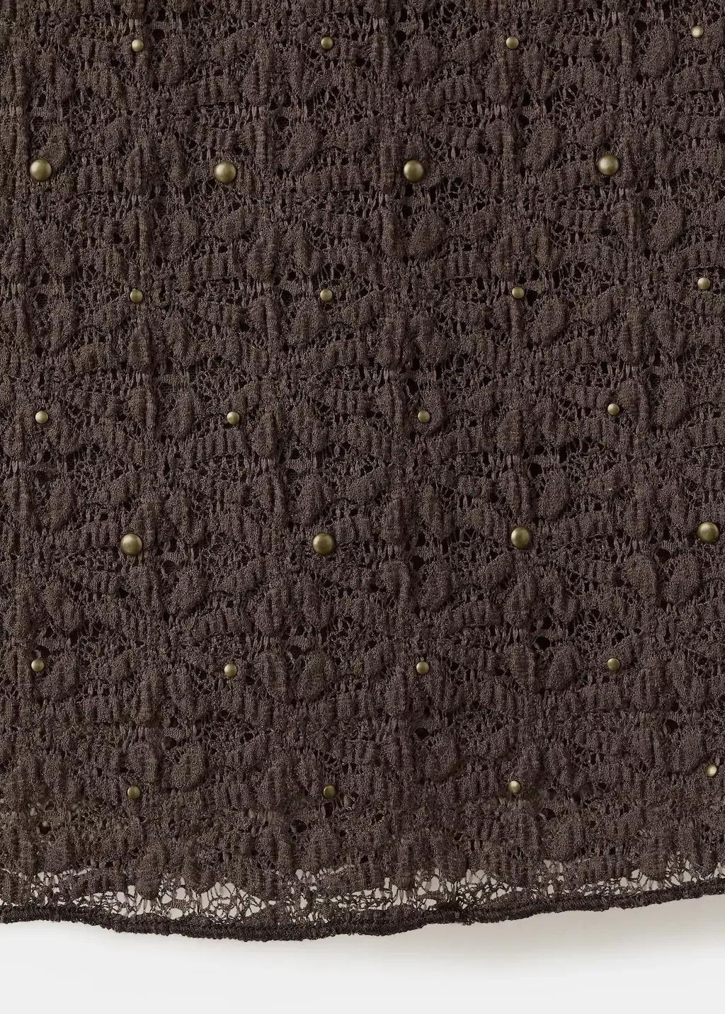 Brown Fitted Studded Top, Dark Brown, large image number 5
