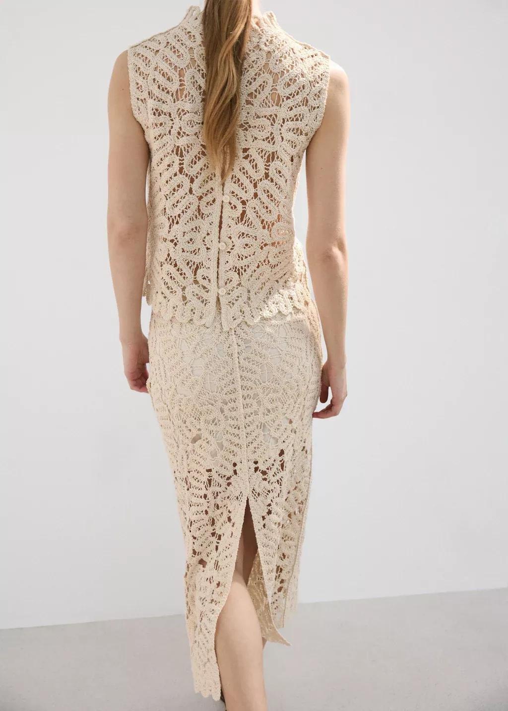 LT PASTEL BROWN Openwork knit top, Light Pastel Brown, large image number 1