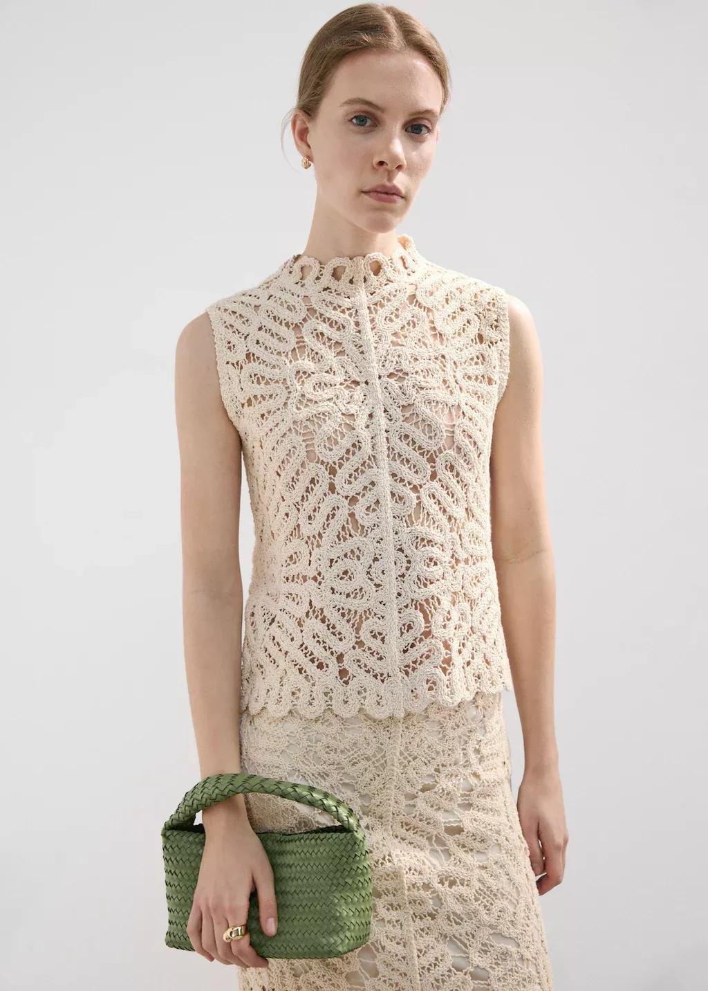 LT PASTEL BROWN Openwork knit top, Light Pastel Brown, large image number 2