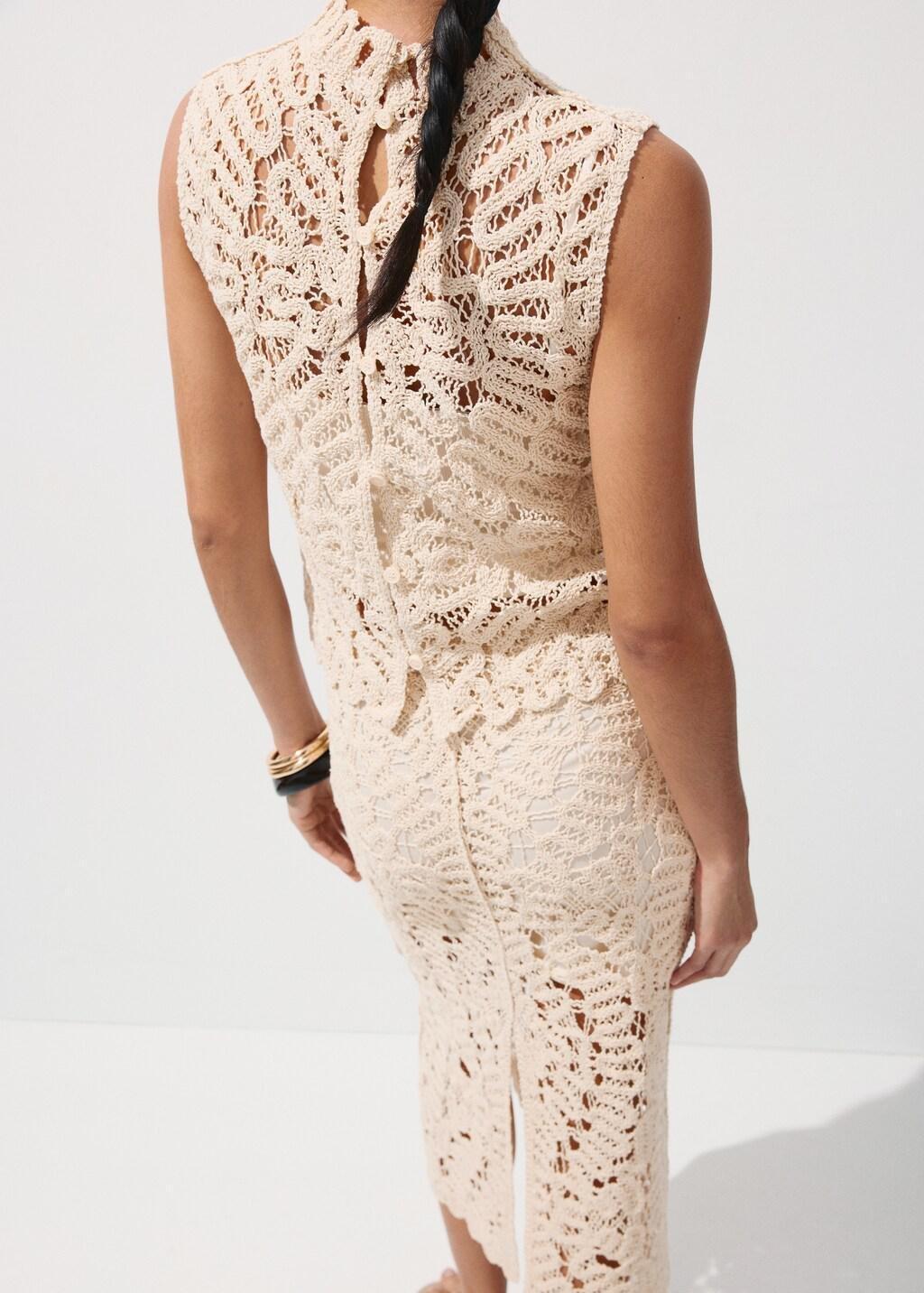 LT PASTEL BROWN Openwork knit top, Light Pastel Brown, medium