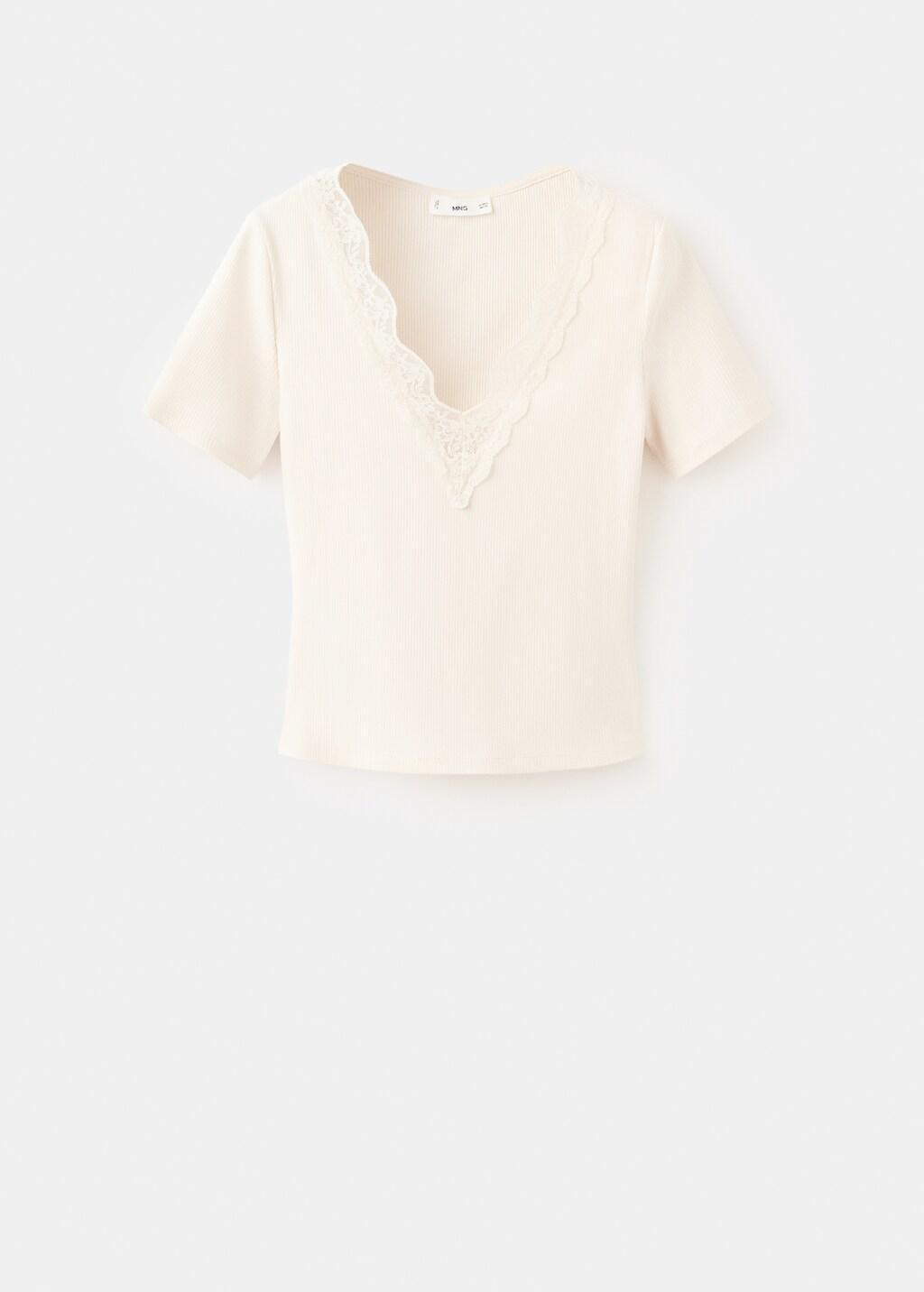 Beige Lace Trim Top, Light Beige, large image number 6