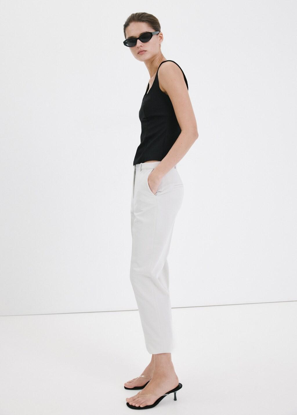 Black Fitted Neckline Top, Black, large image number 0
