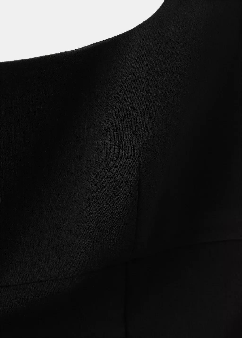 Black Fitted Neckline Top, Black, large image number 1