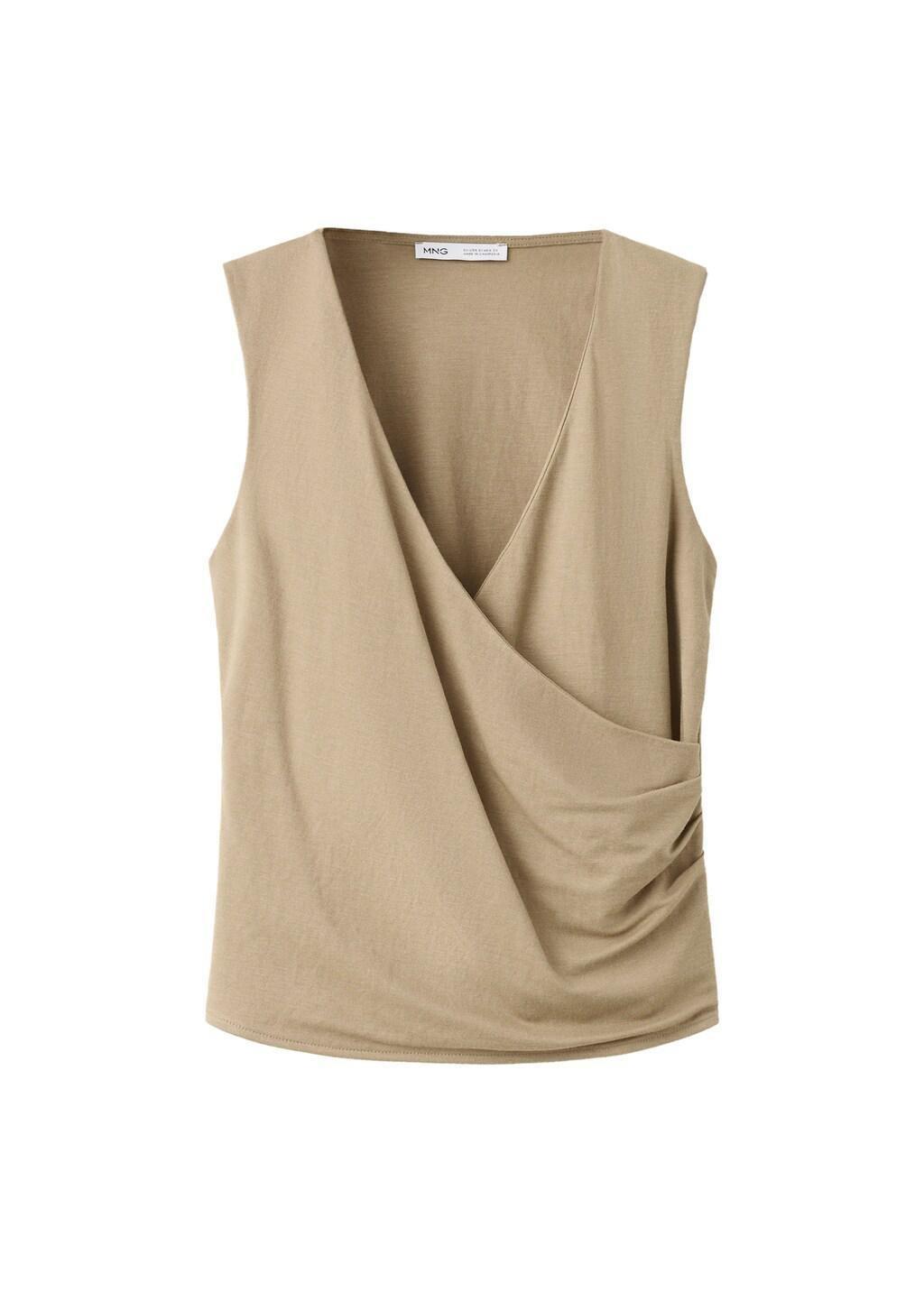 Brown Ruched Wrap Top, Medium Brown, large image number 6