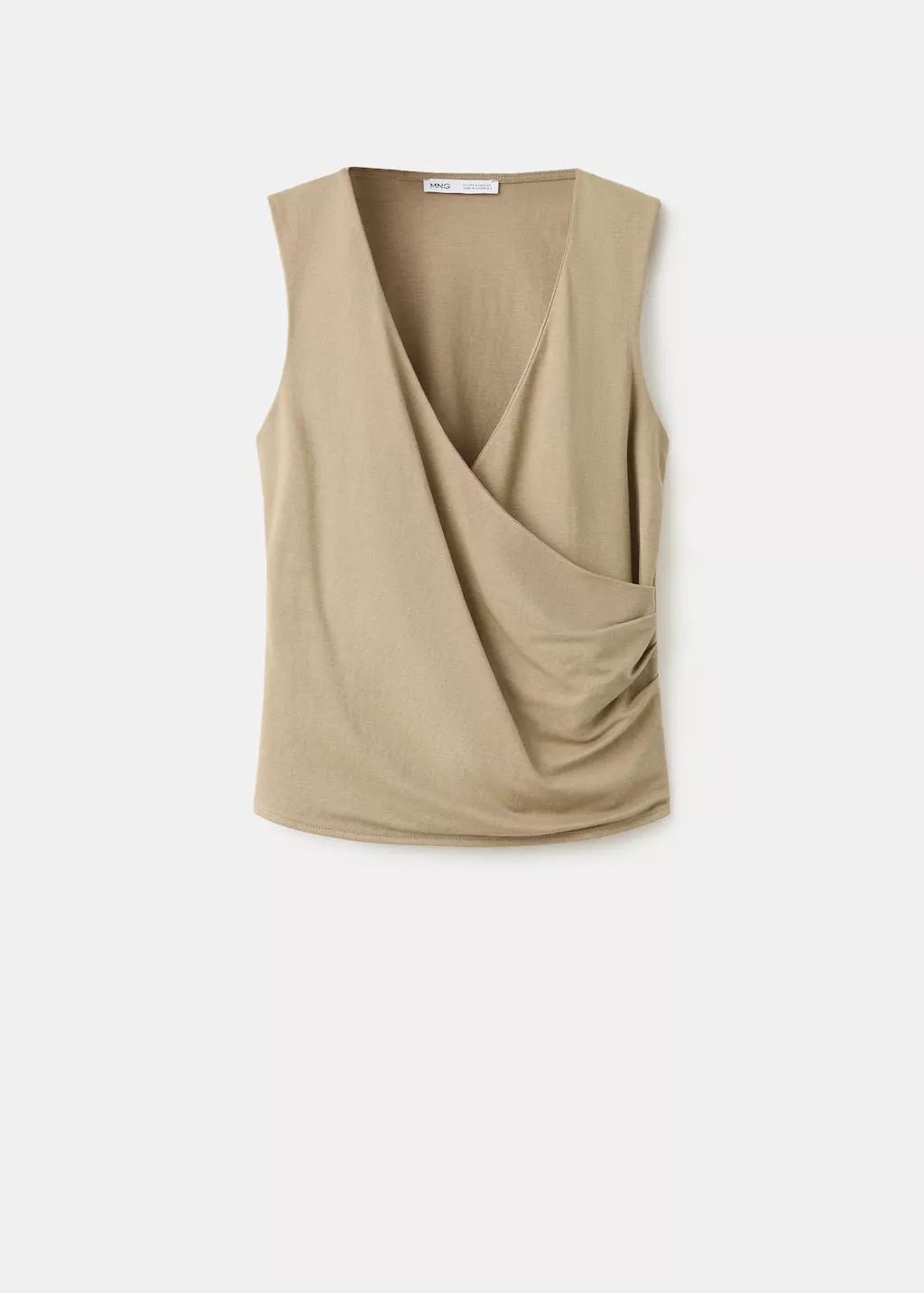 Brown Ruched Wrap Top, Medium Brown, large image number 7