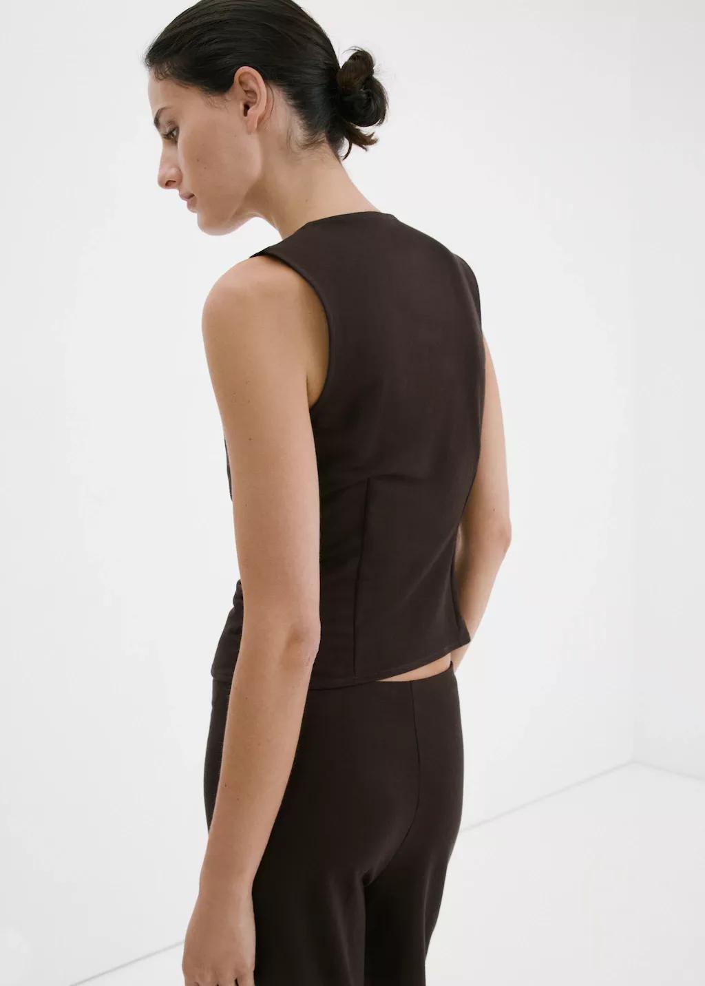 Brown Ruched Wrap Top, Brown, large image number 2